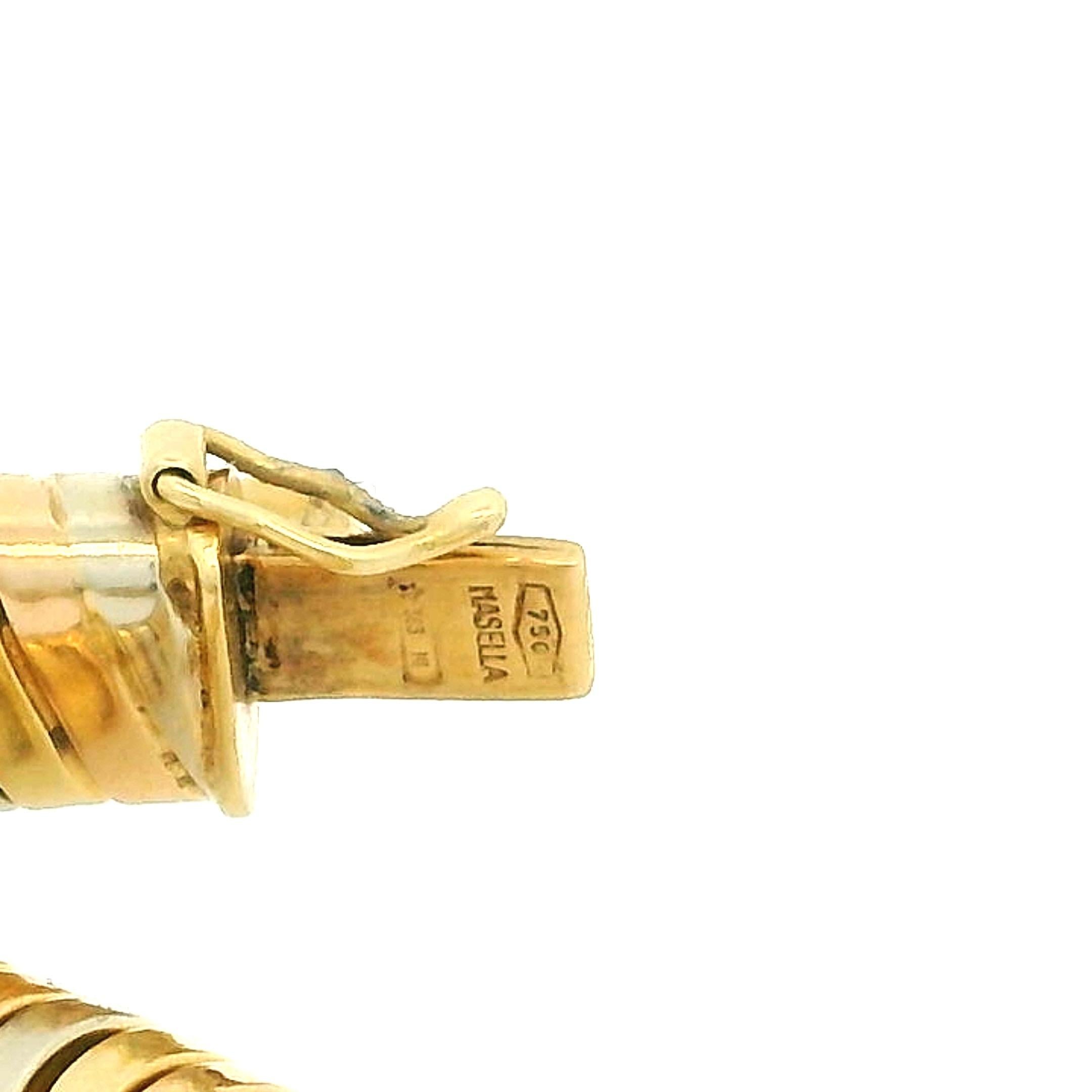 Italienische Halskette aus zweifarbigem 18-karätigem Gold für Tubogas von Masella, 1970er Jahre (Modernistisch) im Angebot