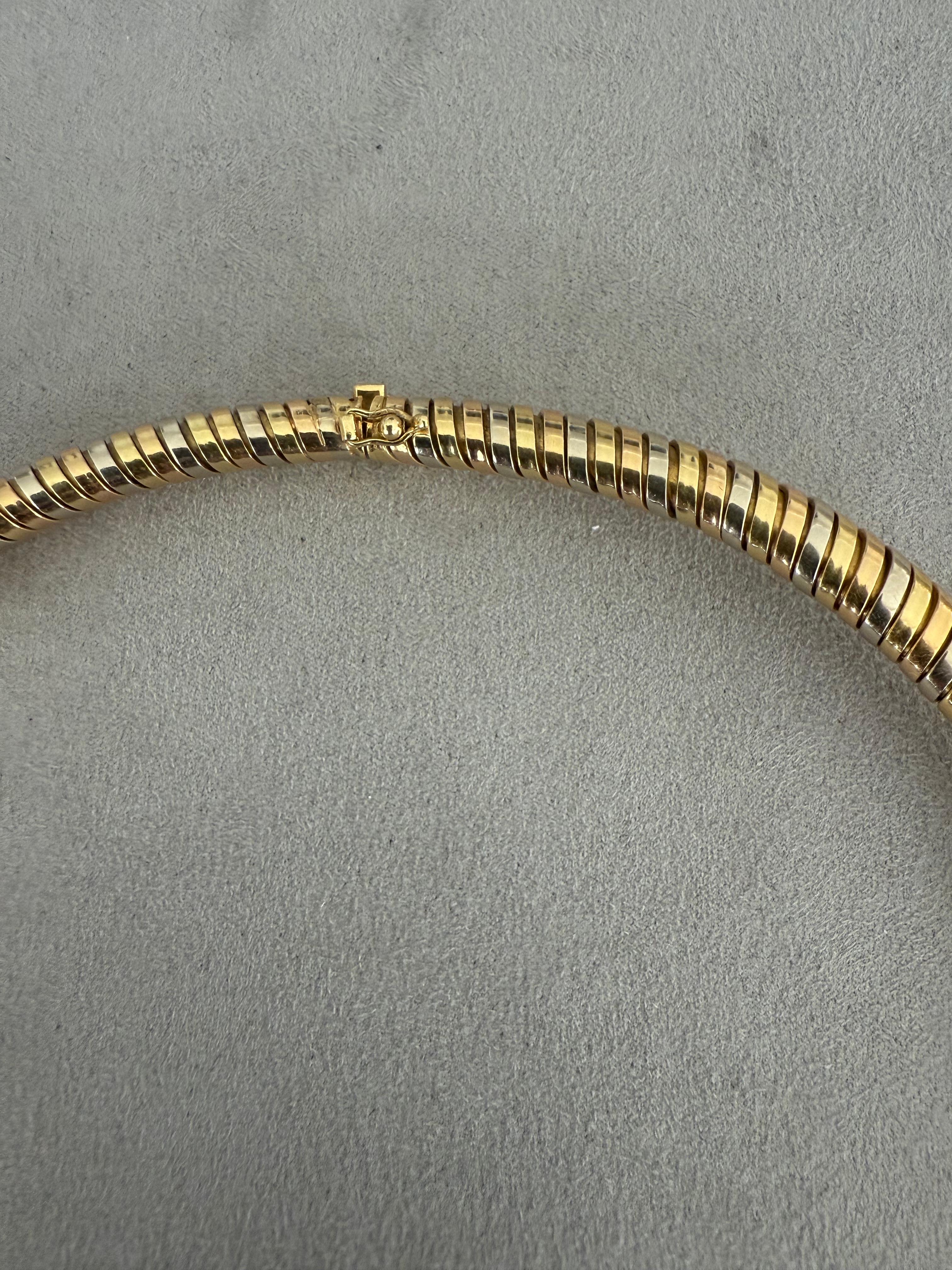 Italienische Halskette aus zweifarbigem 18-karätigem Gold für Tubogas von Masella, 1970er Jahre im Angebot 1