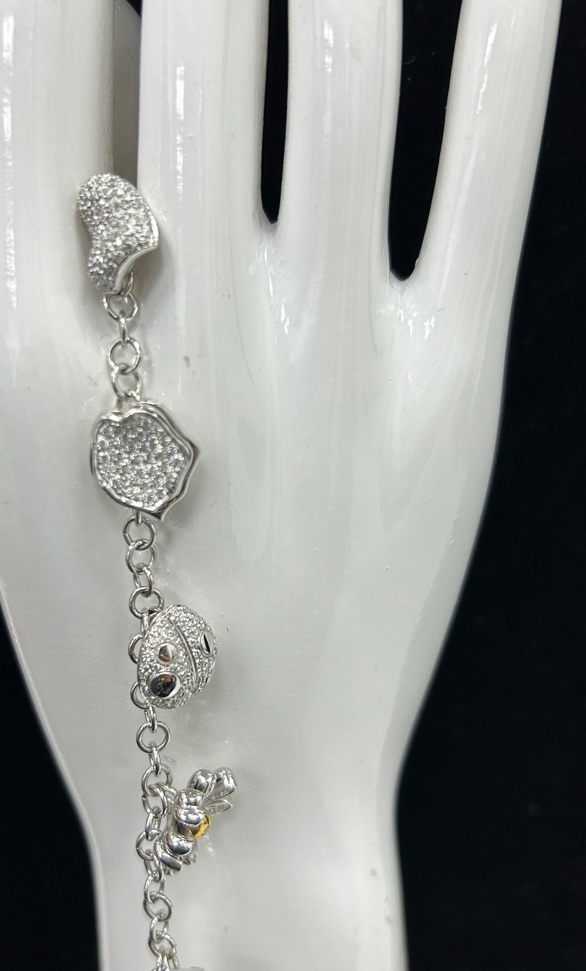 Italian 18k WG Diamond Charm Bracelet For Sale 4