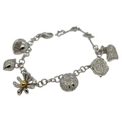 Italian 18k WG Diamond Charm Bracelet