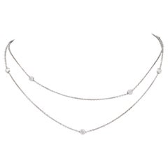 Italian 18k White Gold Diamond by the Yard Chain Necklace