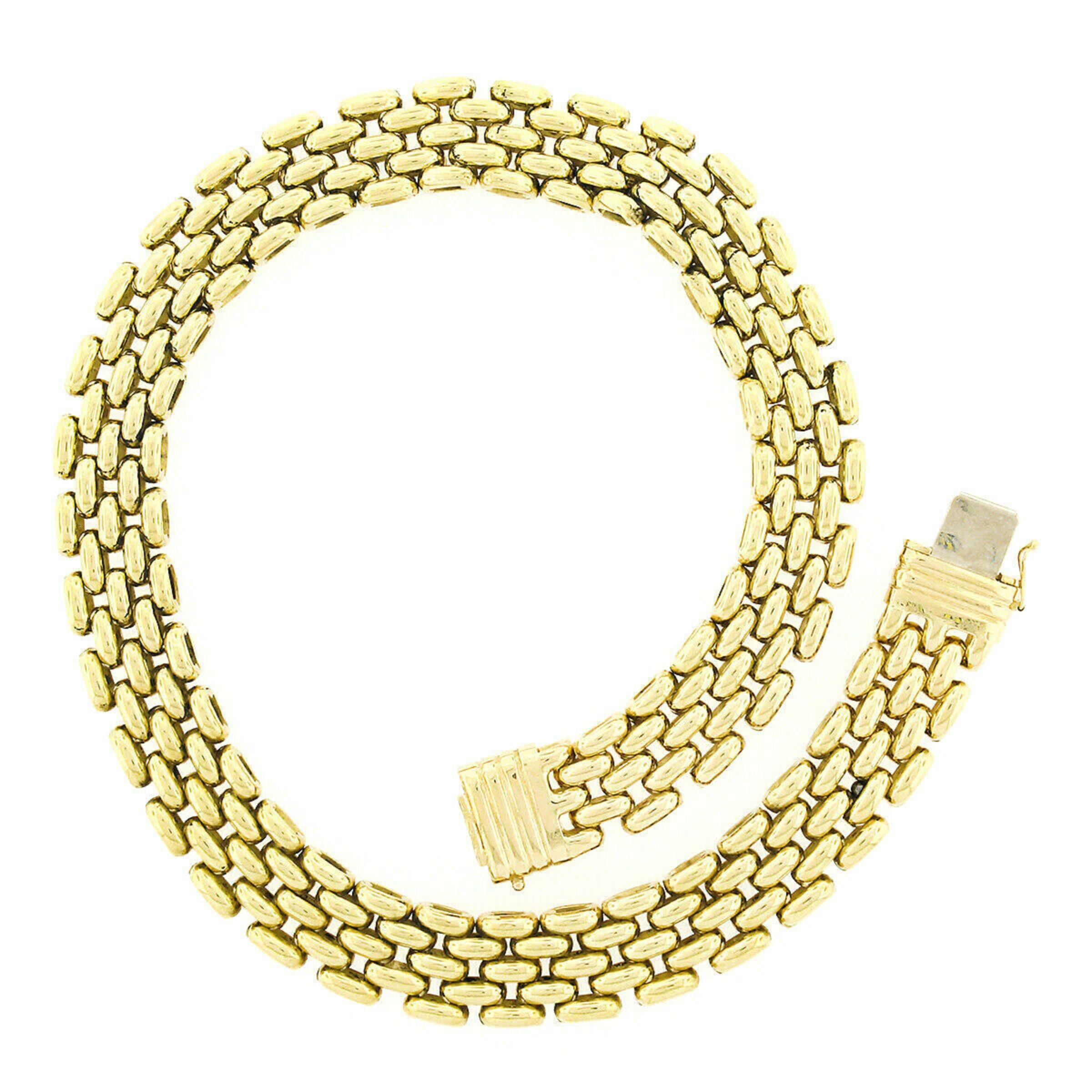 Italienische 18 Karat Gelbgold polierte breite Panther-Gliederkette Choker-Halskette 1