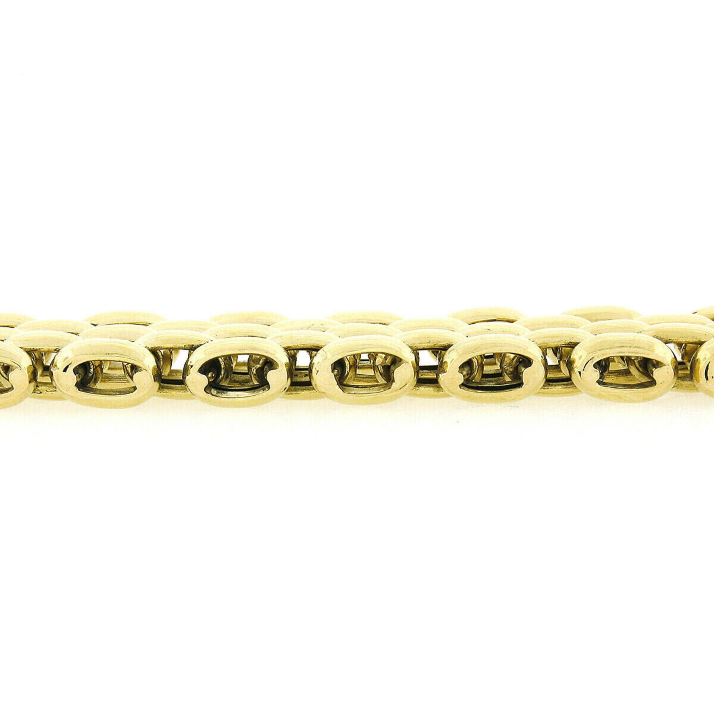 Italian 18k Yellow Gold Polished Wide Panther Link Chain Choker Necklace In Good Condition For Sale In Montclair, NJ