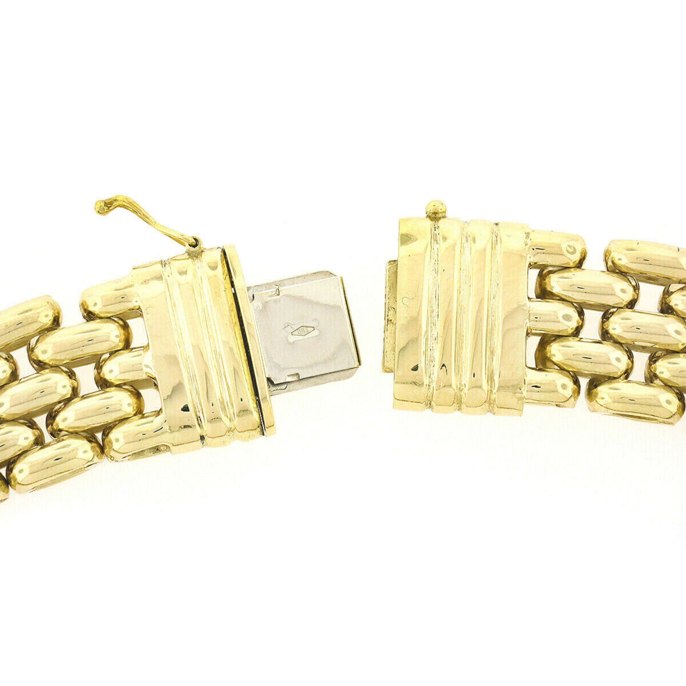 Italienische 18 Karat Gelbgold polierte breite Panther-Gliederkette Choker-Halskette 4