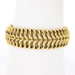 Italian 18k Yellow Gold 18.6mm Wide Dual Braided Polish Open Link Chain Bracelet