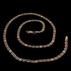 Italian 18k Yellow Gold 19.5" Unique Interlocking Polished Link Chain Necklace
