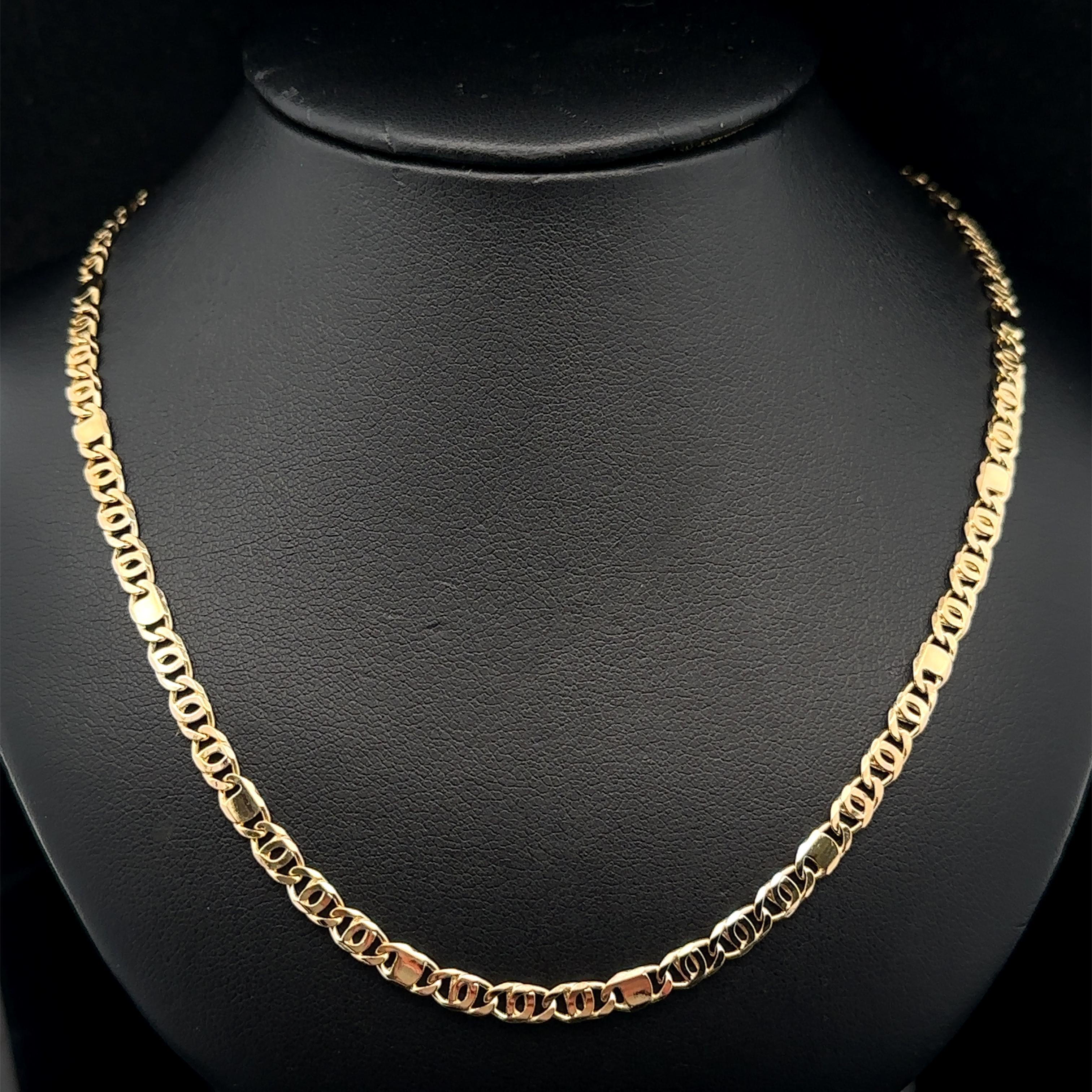 Chaîne de collier italienne en or jaune 18 carats à maillons polis, unique et imbriquée de 19,5 pouces Excellent état - En vente à Montclair, NJ
