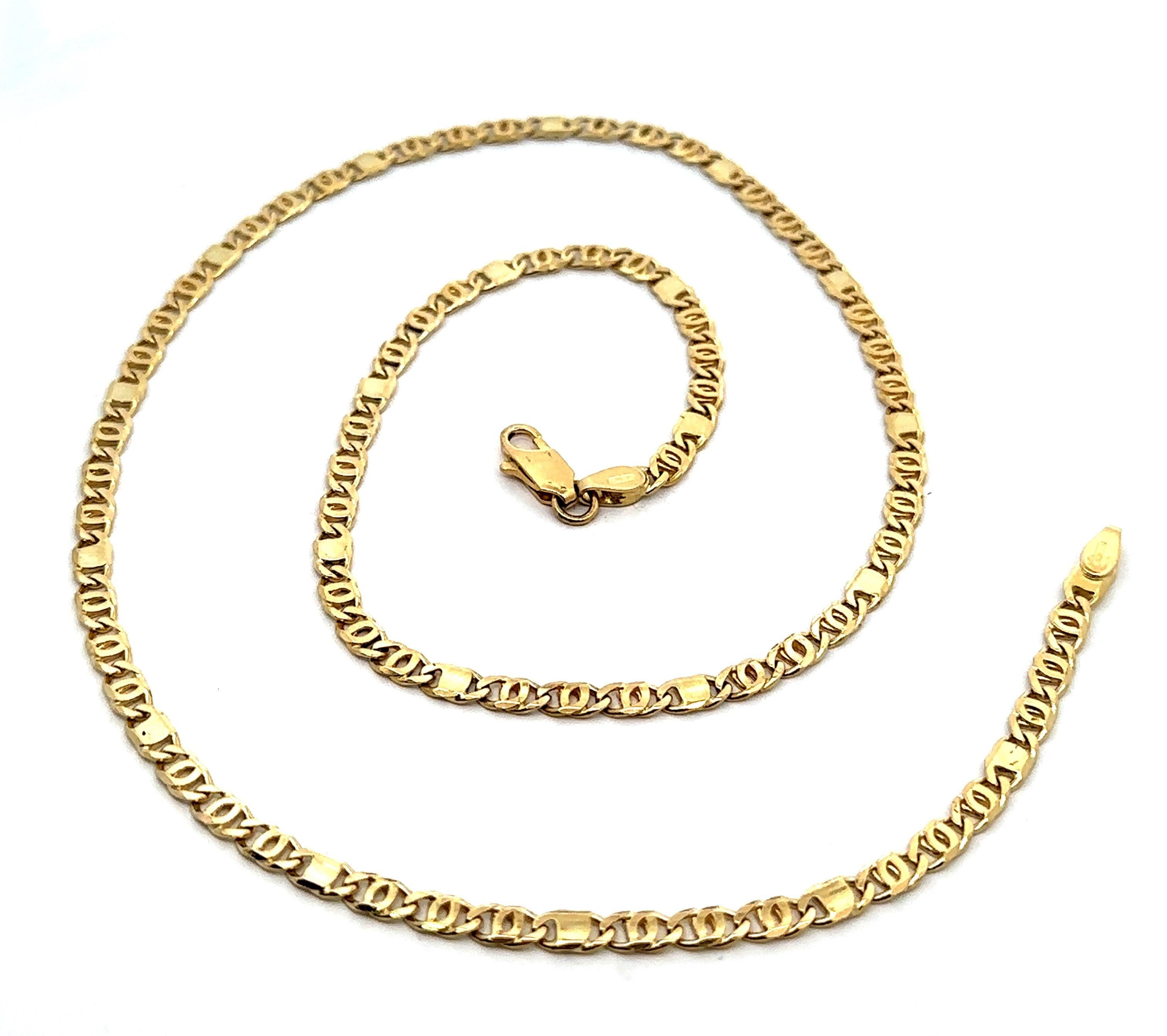 Chaîne de collier italienne en or jaune 18 carats à maillons polis, unique et imbriquée de 19,5 pouces en vente 1
