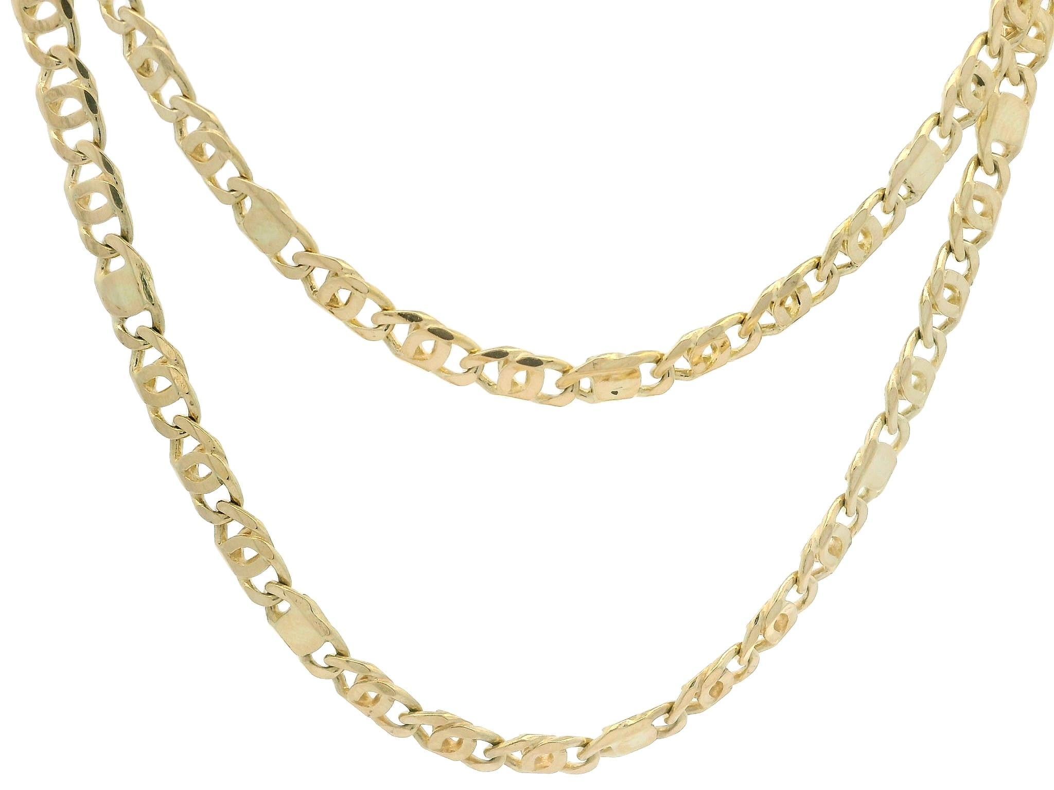 Chaîne de collier italienne en or jaune 18 carats à maillons polis, unique et imbriquée de 19,5 pouces en vente 2