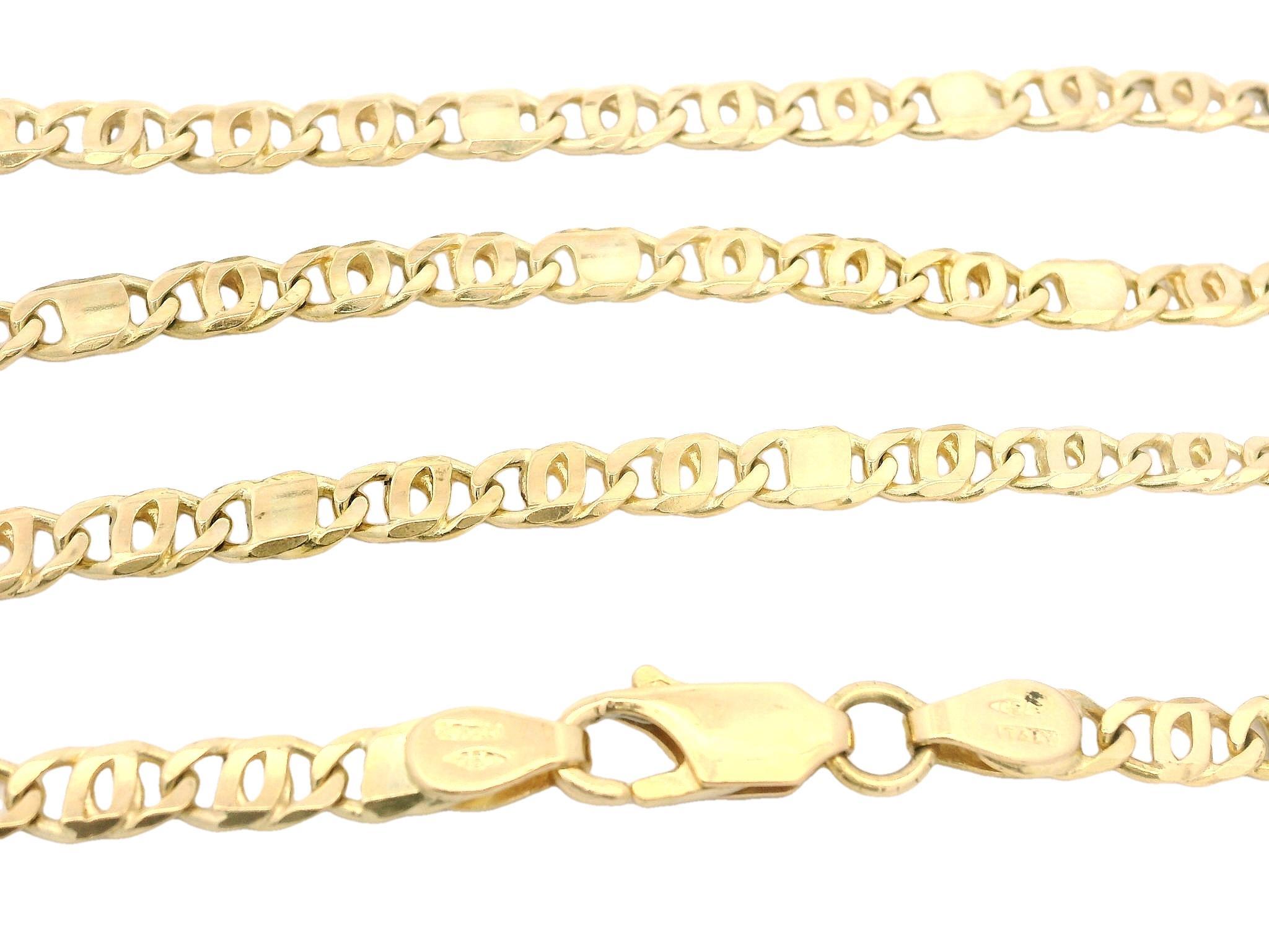 Chaîne de collier italienne en or jaune 18 carats à maillons polis, unique et imbriquée de 19,5 pouces en vente 3