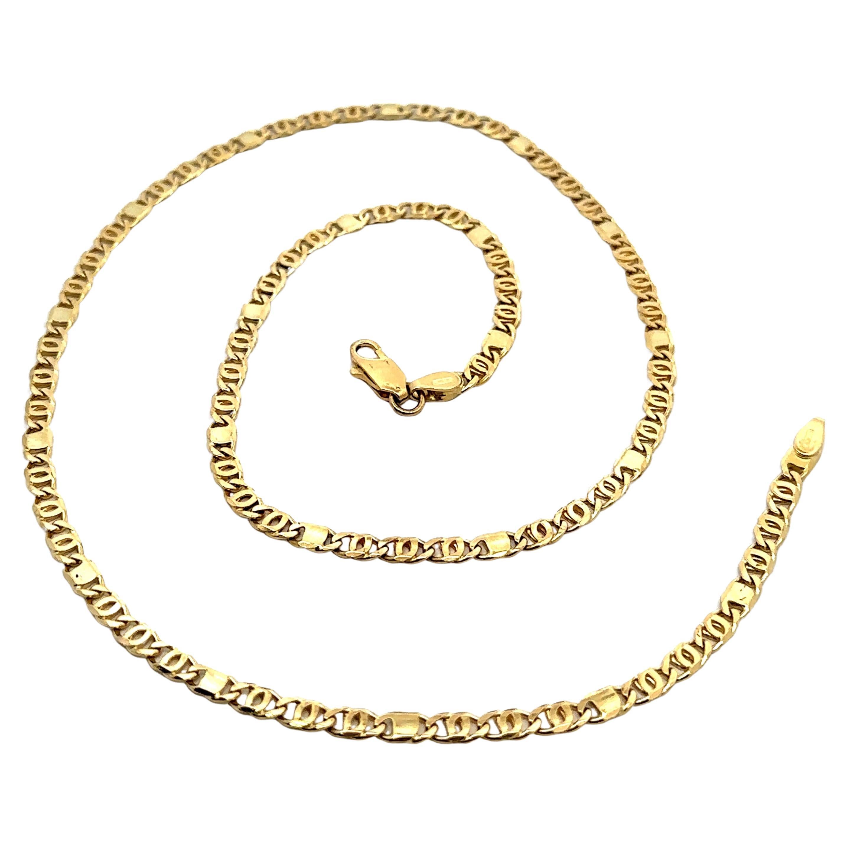 Italienische 18k Gelbgold 19,5" Einzigartige ineinandergreifende polierte Link Kette Halskette