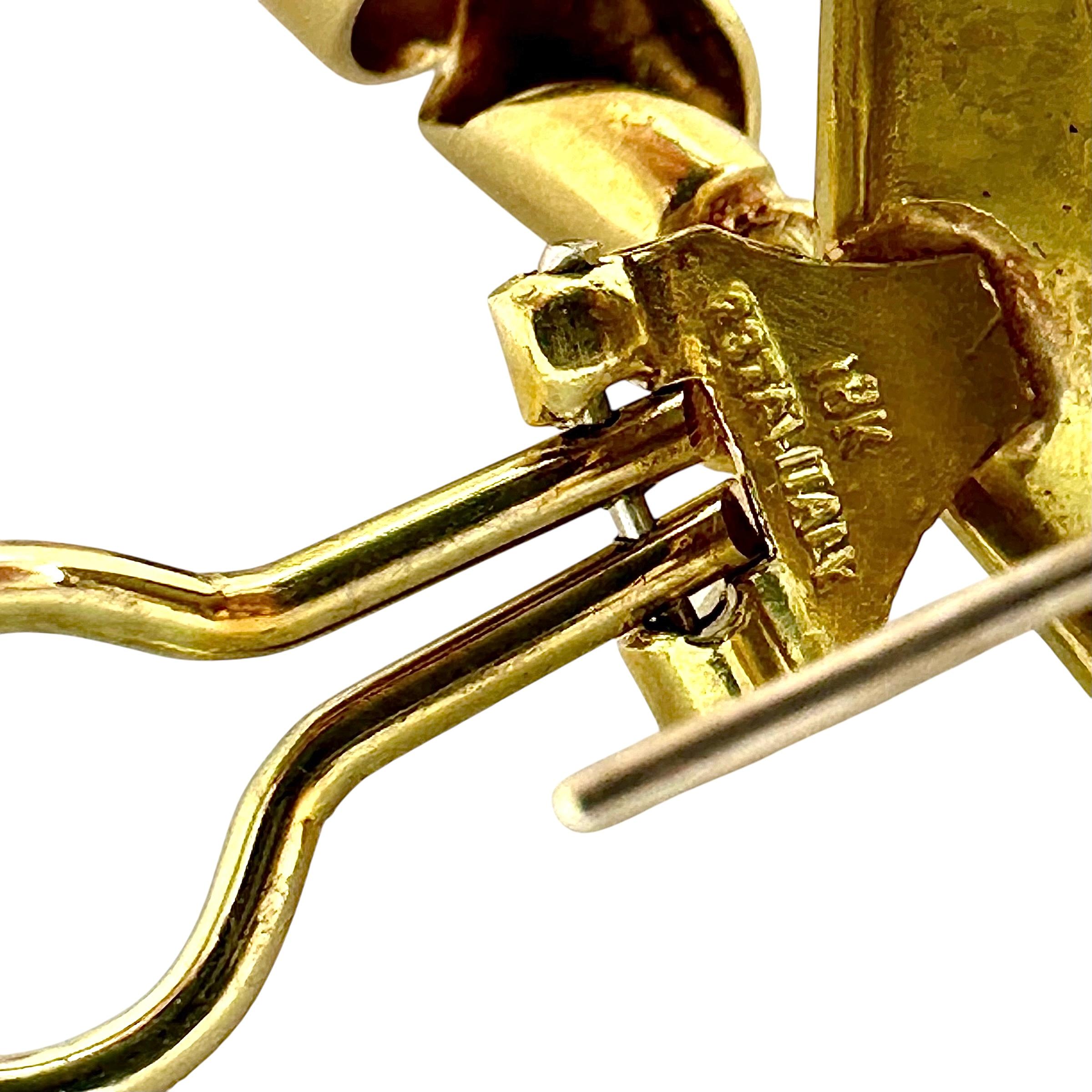 Italian 18K Yellow Gold 2 3/4 Inches Long Corkscrew Earrings For Sale 2