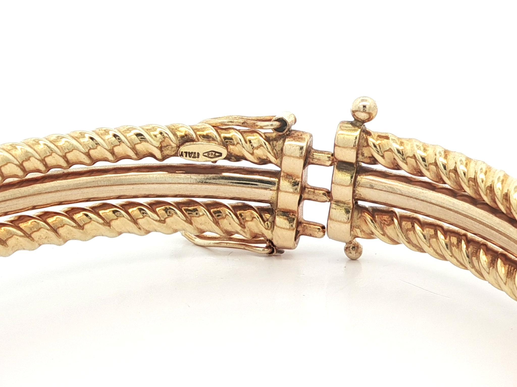 The Row Design/One Bracelet à charnière en or jaune 18k à 3 rangs torsadés en vente 3