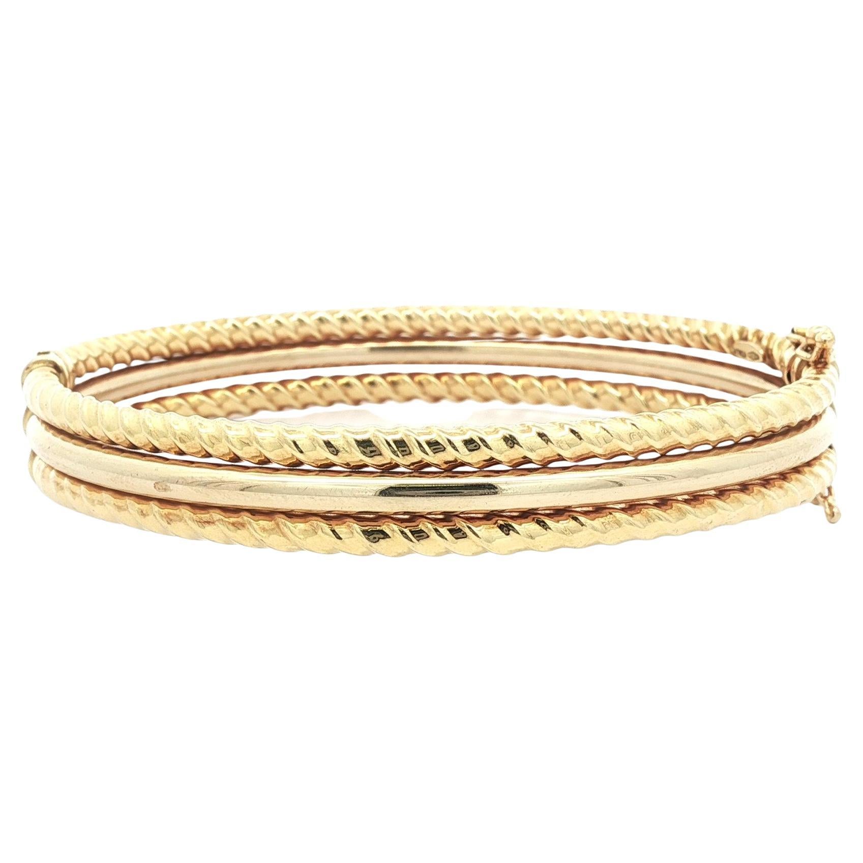 The Row Design/One Bracelet à charnière en or jaune 18k à 3 rangs torsadés en vente