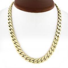 Italian 18k Yellow Gold 9.9mm Wide Curb Link 16" Choker Chain Nec