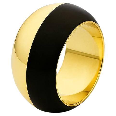 Bague italienne en or jaune 18K et émail noir - 2021