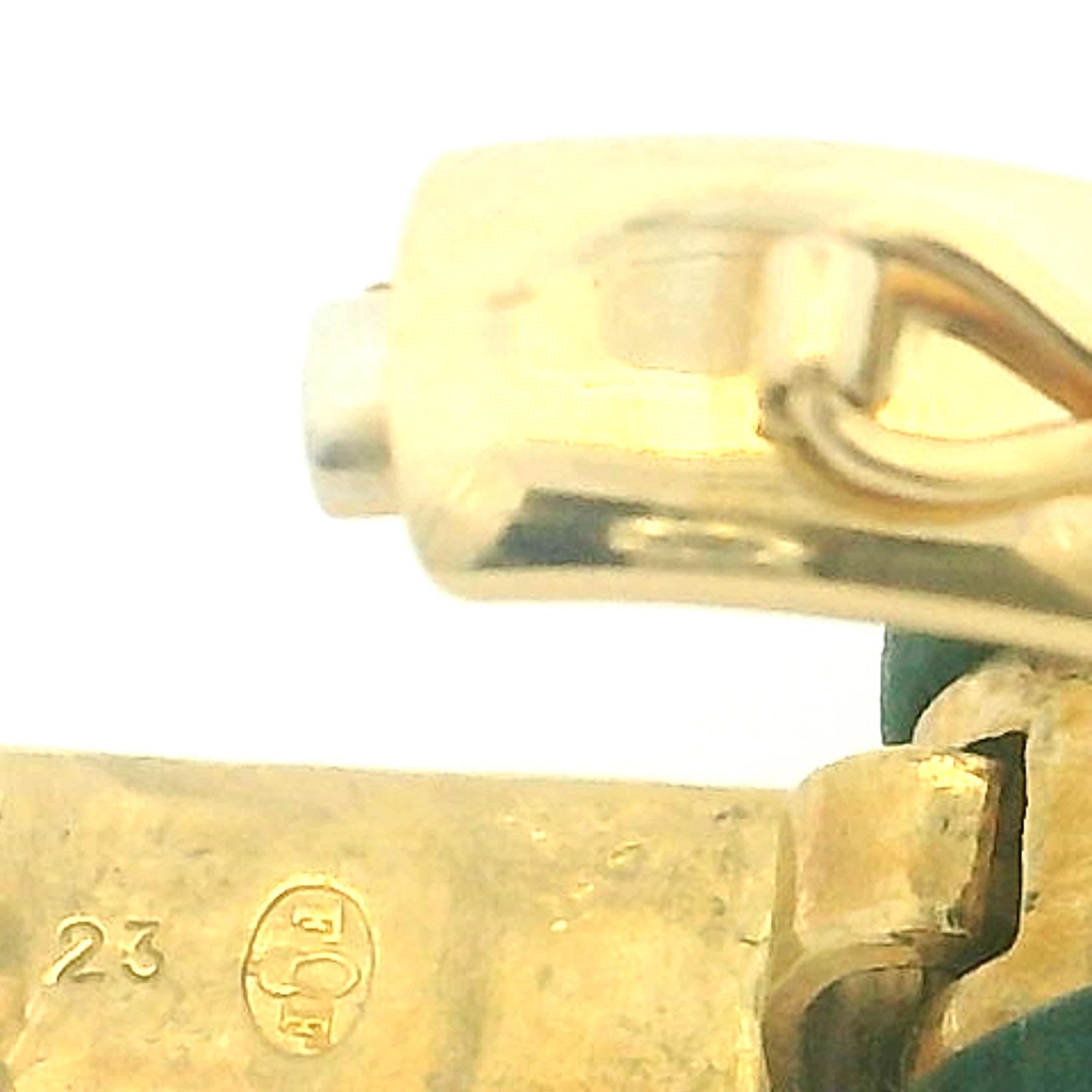 Bracciale francese d'epoca in oro giallo 18 carati e malachite, 92,24 grammi in vendita 6
