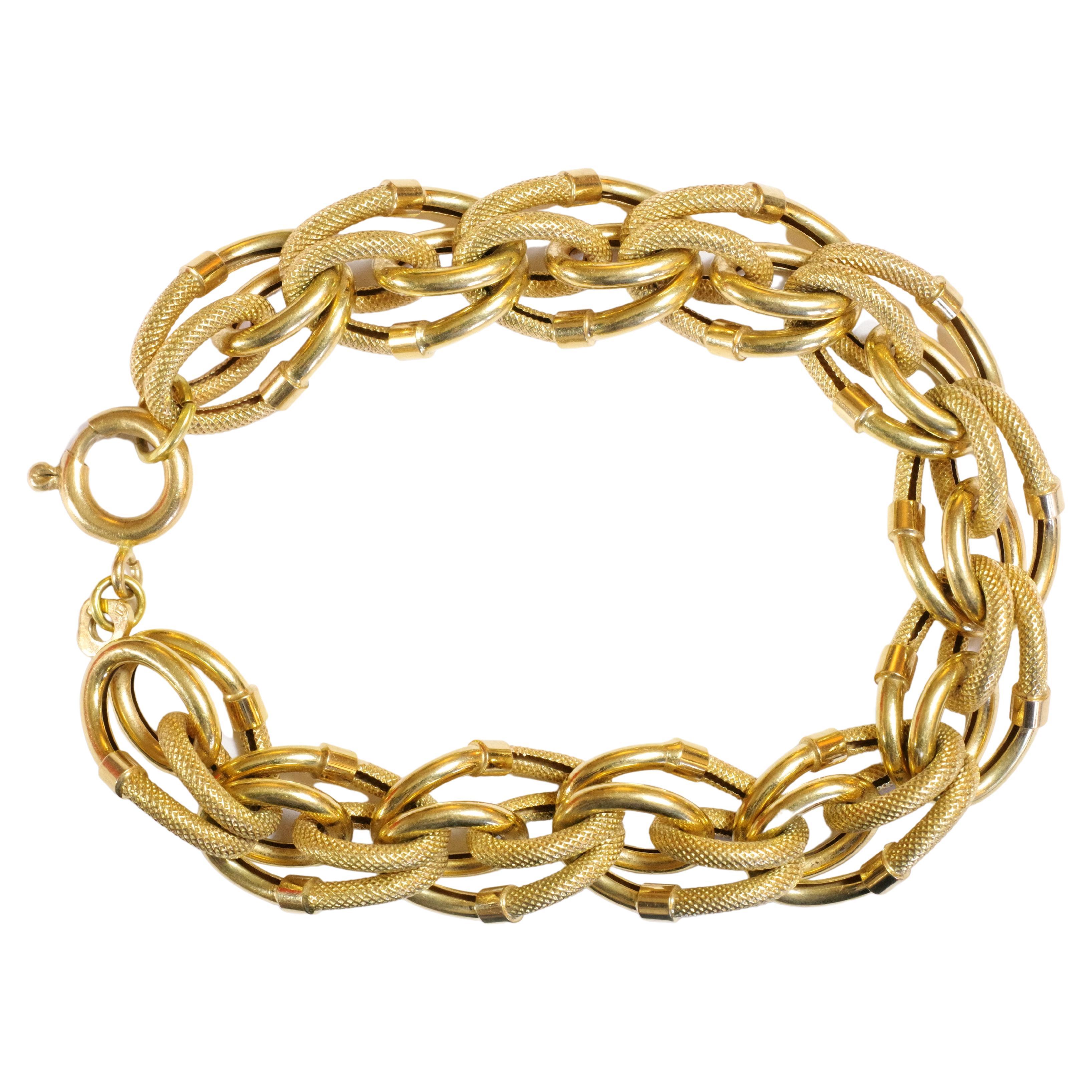 Unoaerre Bracelet italien vintage italien en or jaune 18 carats et or 18 carats