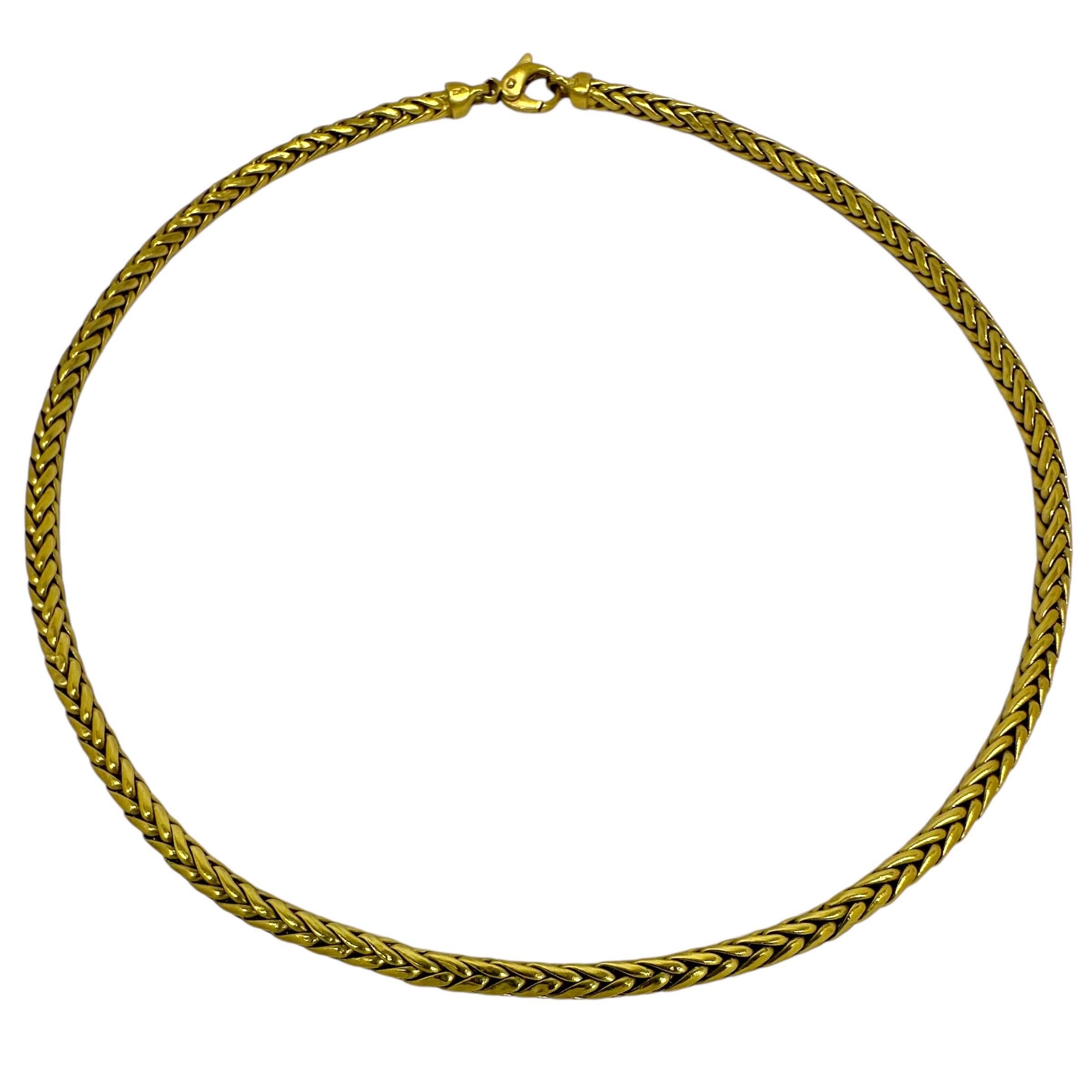 Modern Italian 18K Yellow Gold Braided Choker Ideal for Hanging Pendants From by Herco For Sale
