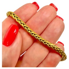 Italian 18K Yellow Gold Braided Choker Ideal for Hanging Pendants From by Herco