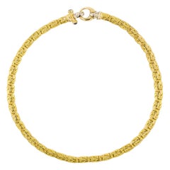 Italian 18k Yellow Gold Byzantine Necklace with Sapphire Gemstones