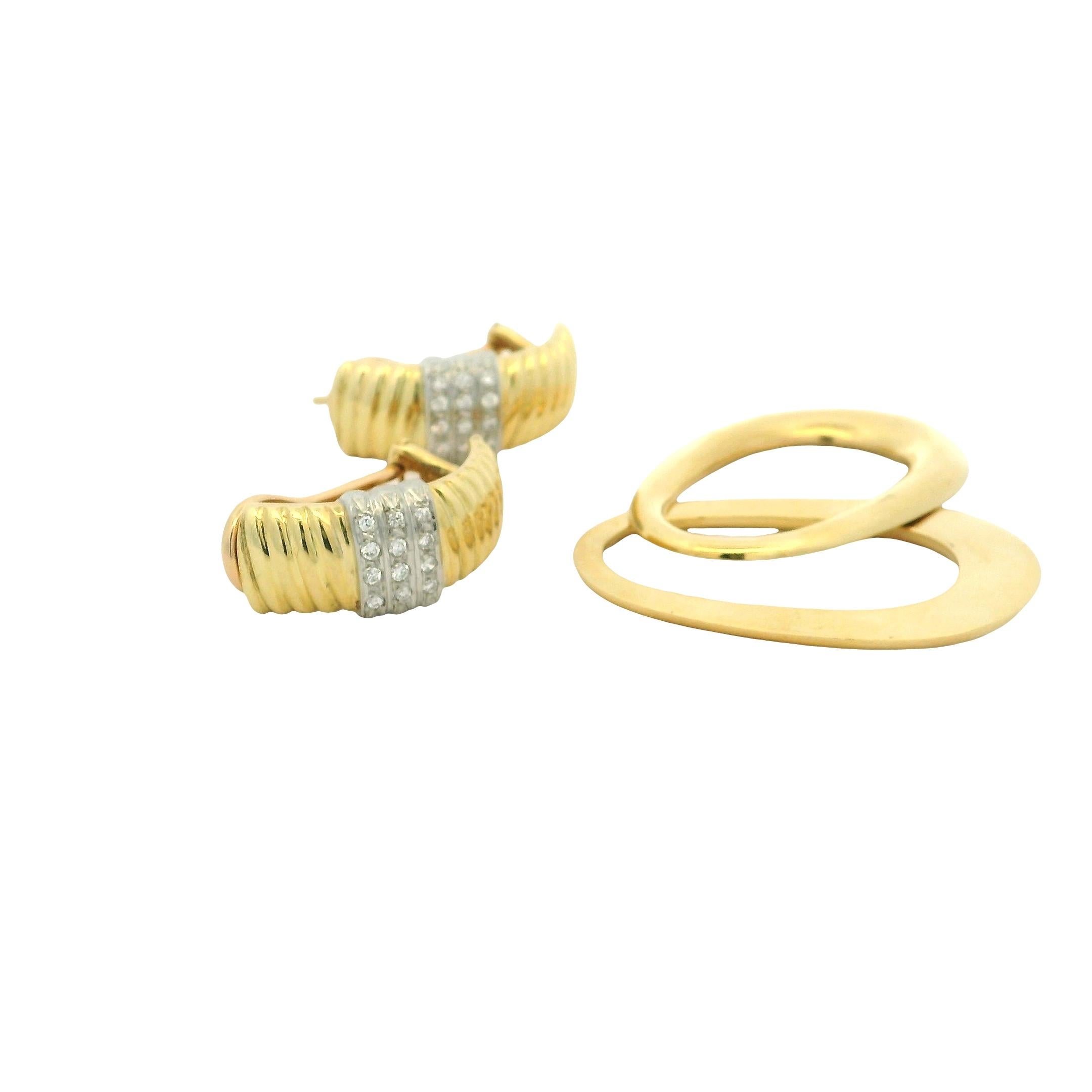 Boucles d'oreilles italiennes en or jaune 18K à diamant convertible, 1,20ct, Day-to-Night Excellent état - En vente à Miami, FL