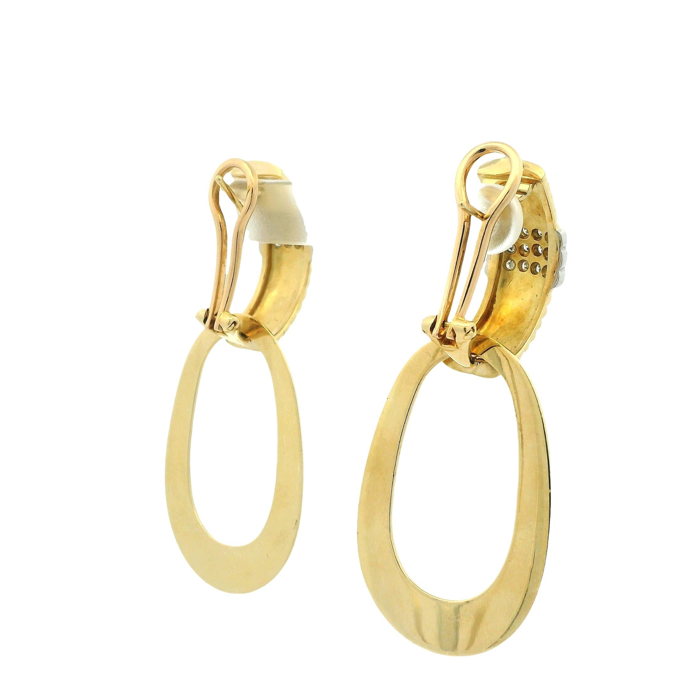 Boucles d'oreilles italiennes en or jaune 18K à diamant convertible, 1,20ct, Day-to-Night en vente 2