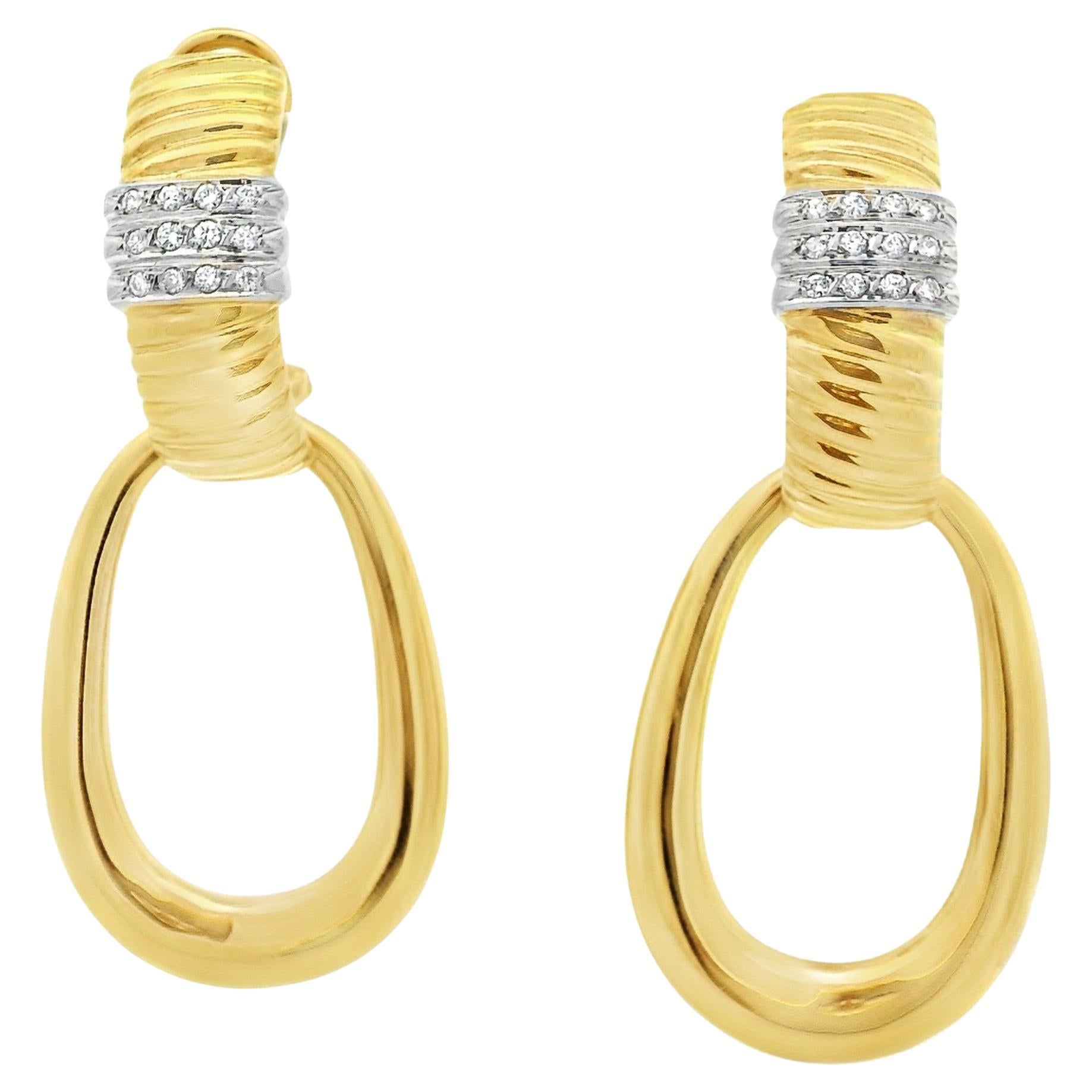 Boucles d'oreilles italiennes en or jaune 18K à diamant convertible, 1,20ct, Day-to-Night