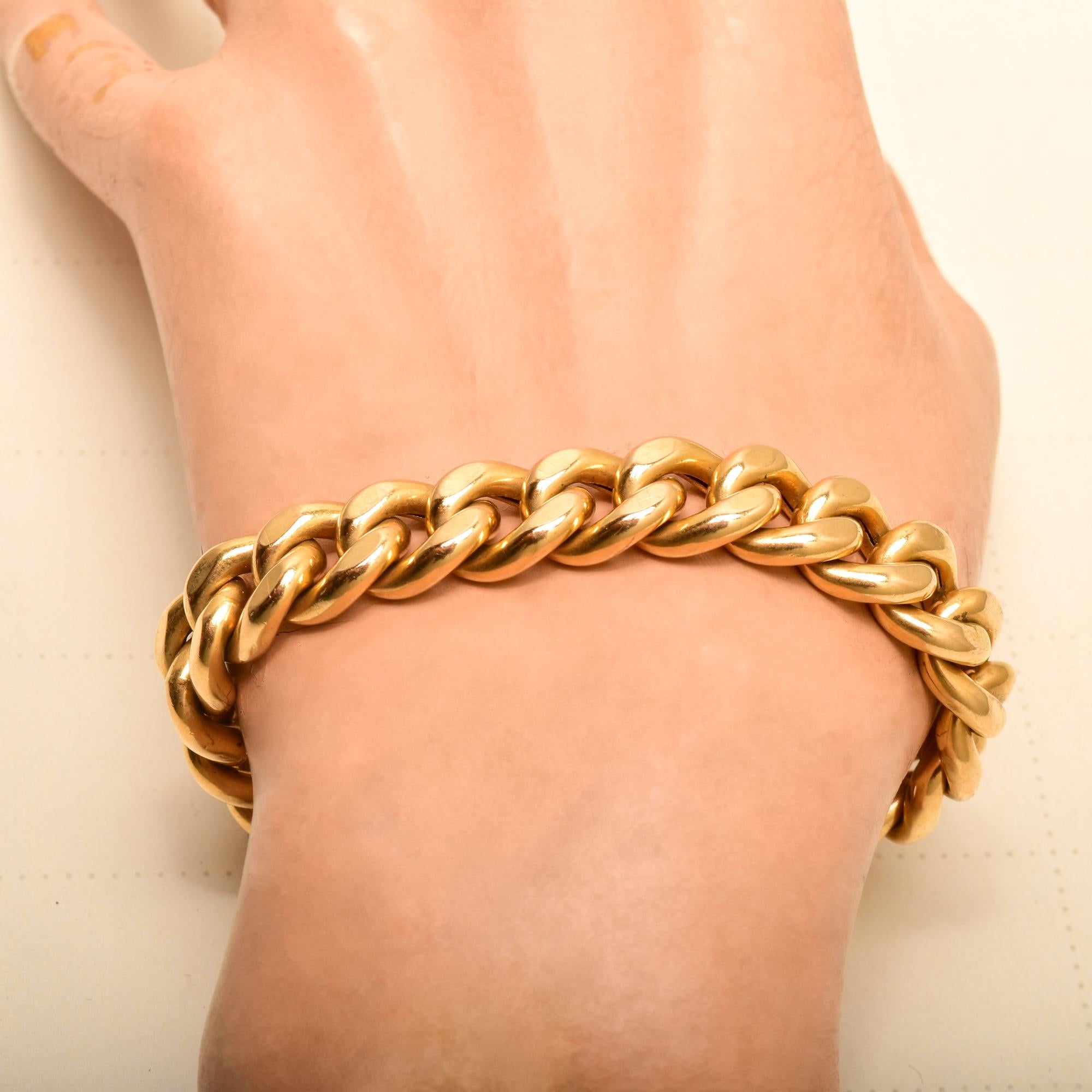 Italian 18k Yellow Gold Cuban Link Bracelet 1