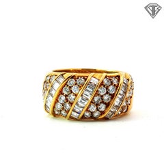 Italian 18K Yellow Gold Diamond Band Ring, 1.35 Carats, Alessandria