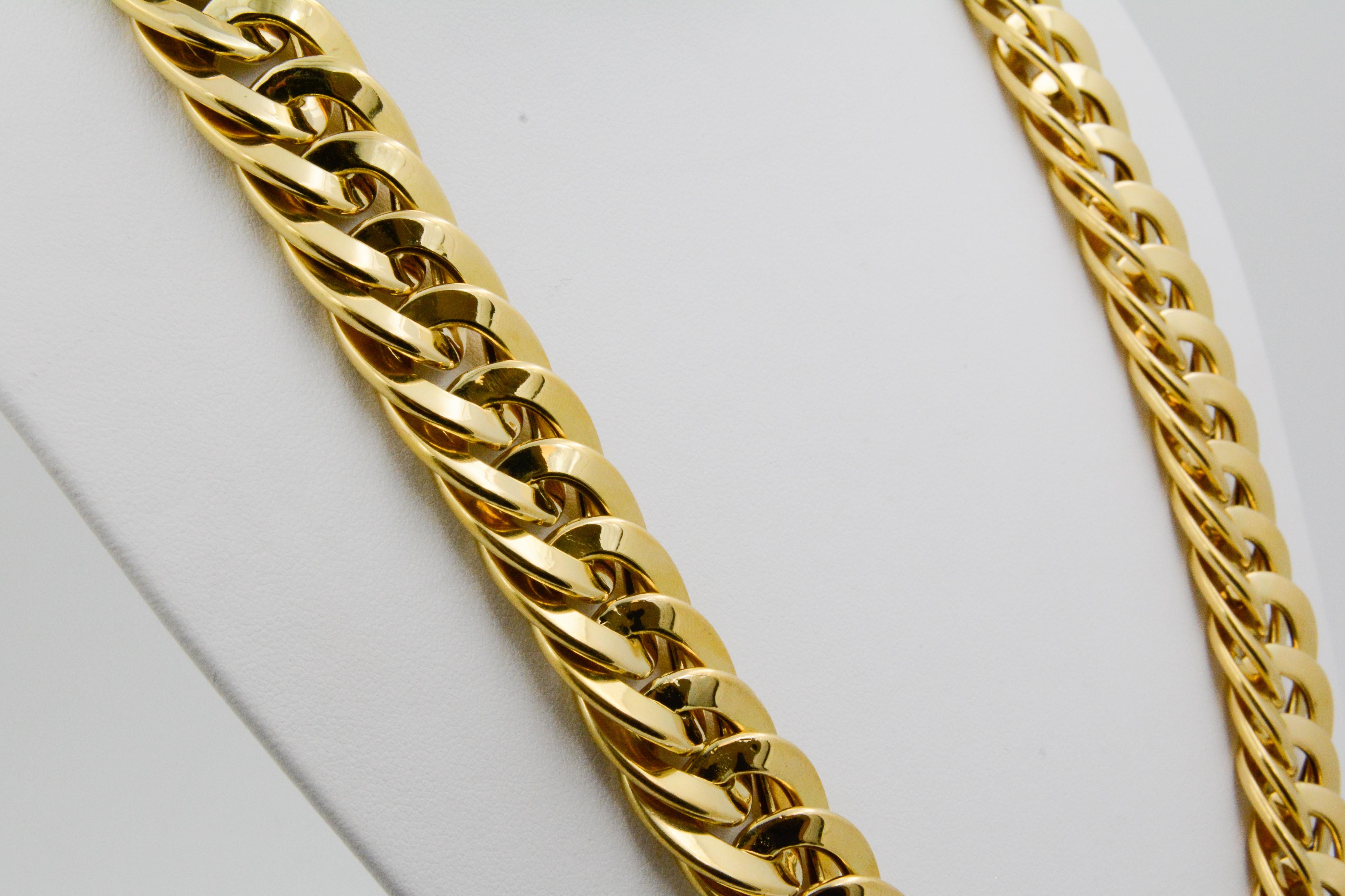 Italian 18 Karat Yellow Gold Flat Double Curve Necklace 1