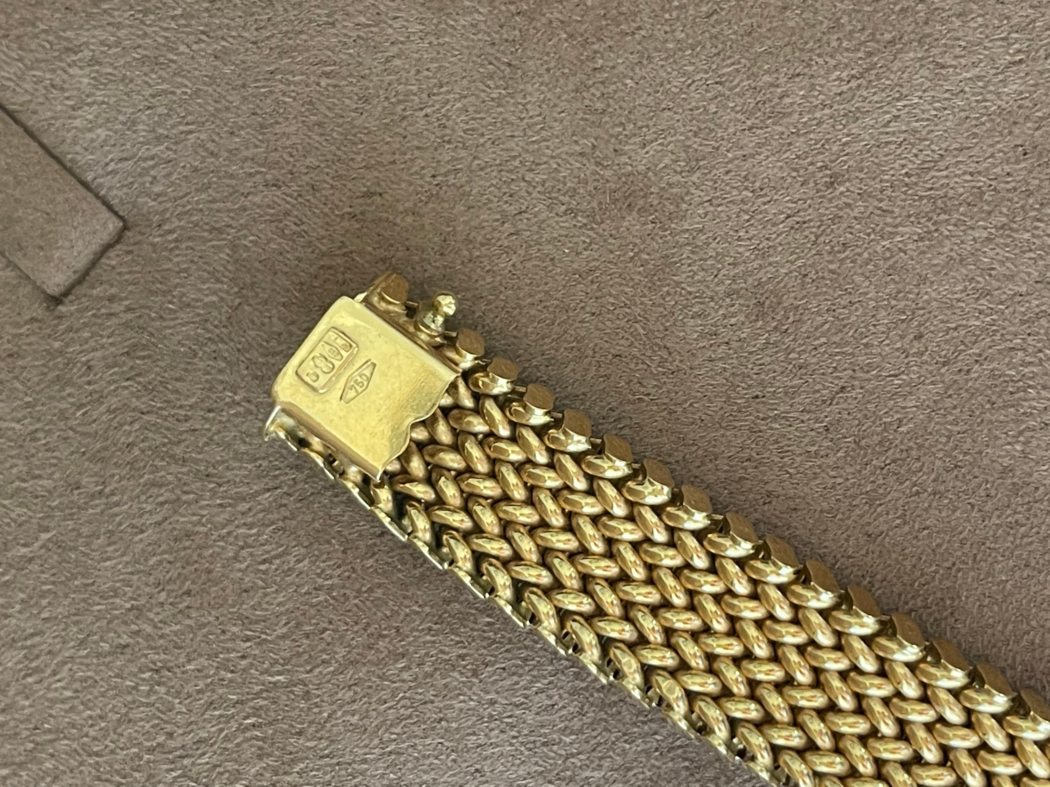 Flexibles italienisches Mesh-Armband aus 18 Karat Gelbgold von Unoaerre im Zustand „Hervorragend“ im Angebot in Zurich, Zollstrasse