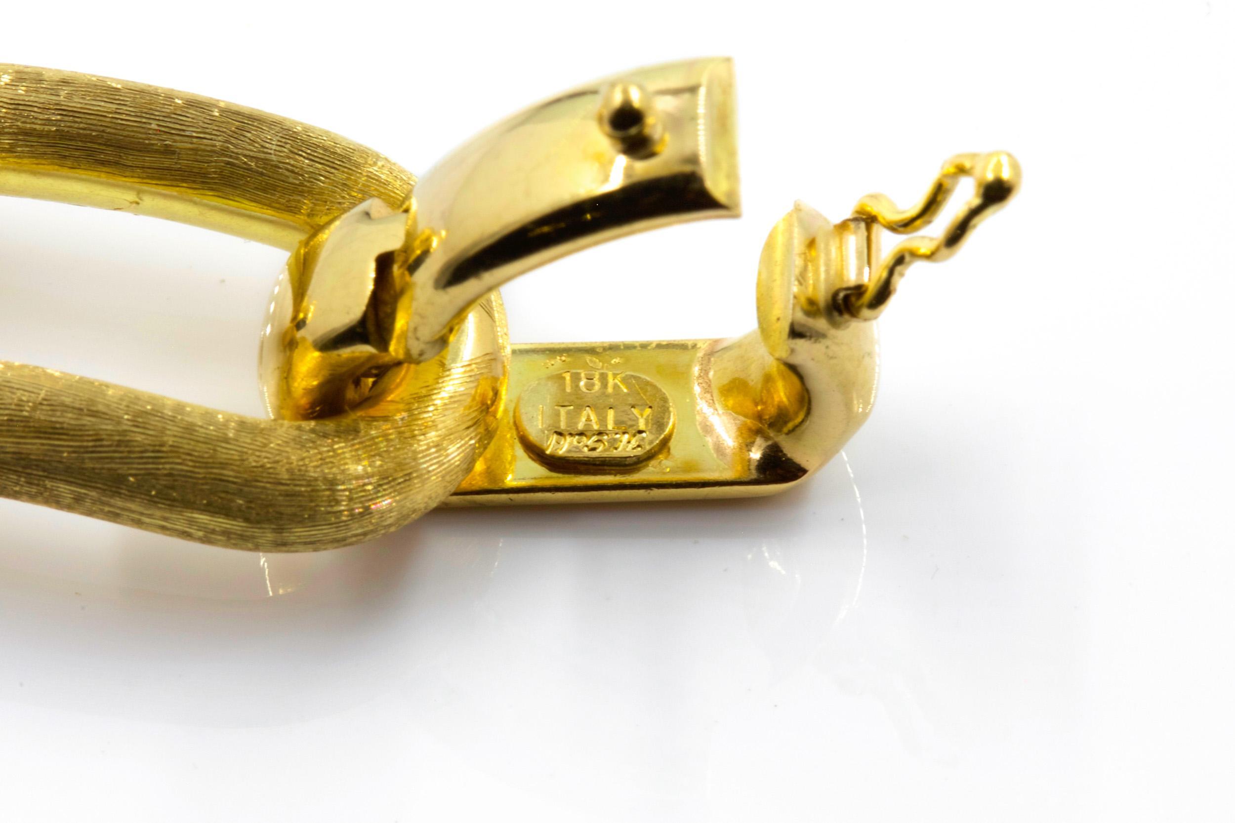 Contemporary Italian 18K Yellow Gold Florentine Finish Open Link Bracelet, 7 3/4