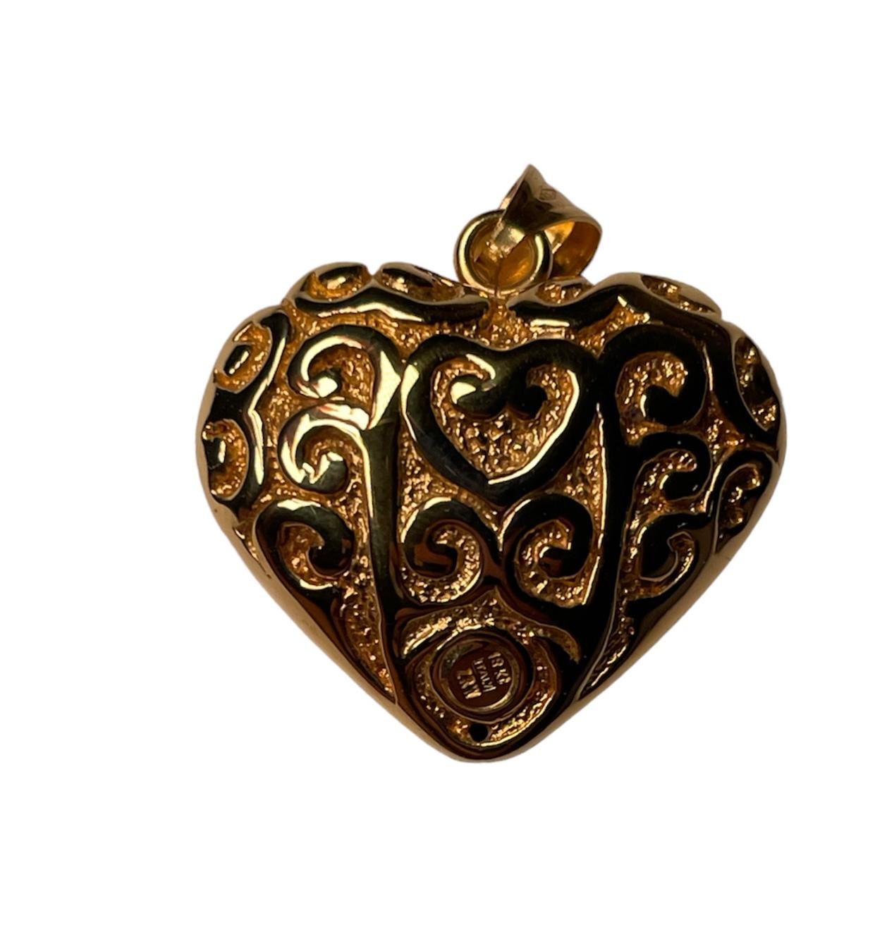 Italian 18k Yellow Gold Heart Pendant For Sale 3