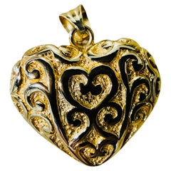 Pendentif italien en or jaune 18 carats en forme de coeur