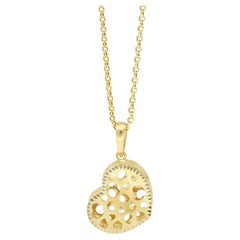 Collier pendentif italien en forme de cœur en or jaune 18 carats