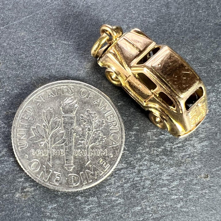 Pendentif Vintage Voiture En Or 18K – Années 50, Fait En Italie, Mixte