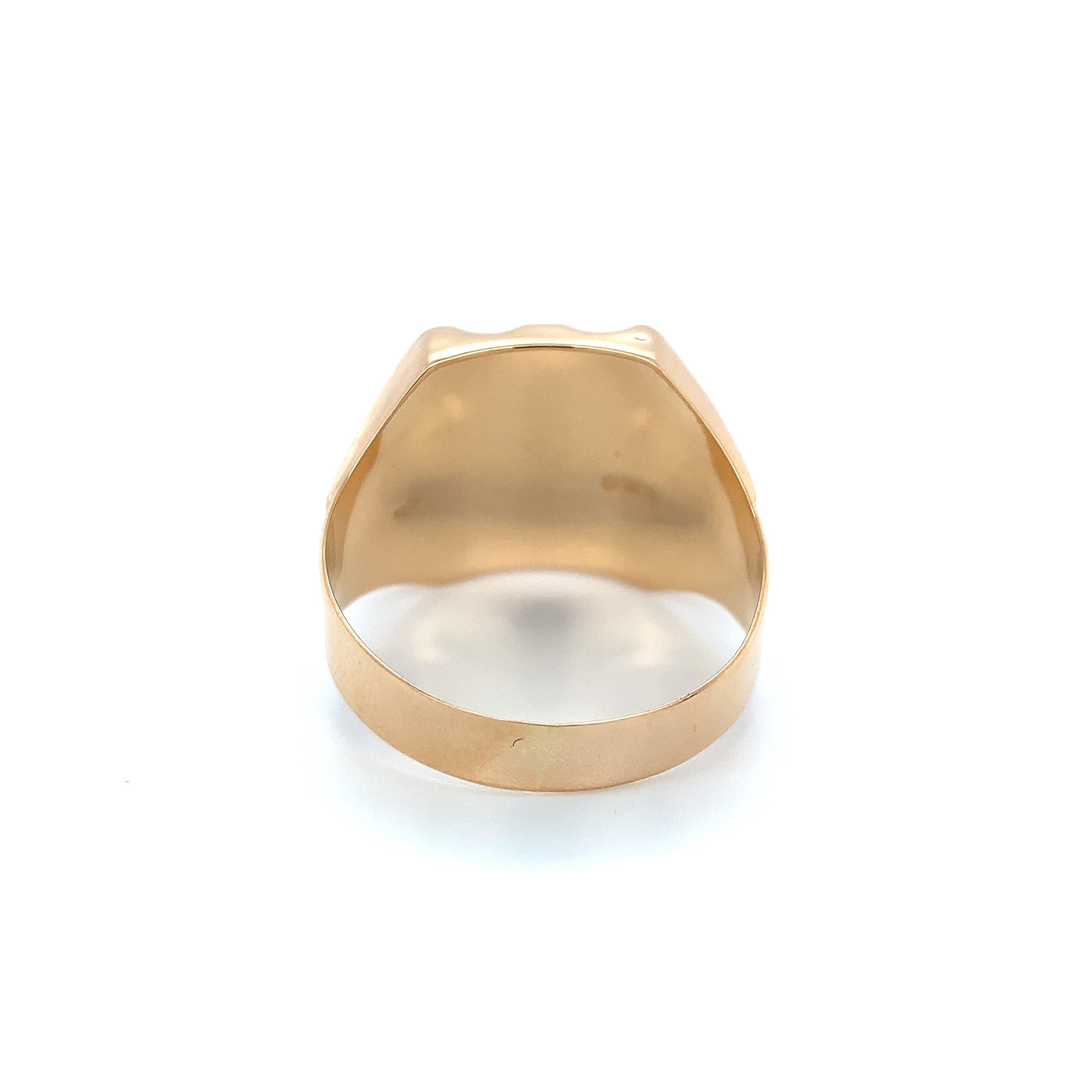 Italian 18K Yellow Gold Men's Ring with Palm tree and Swords size 10.75 1