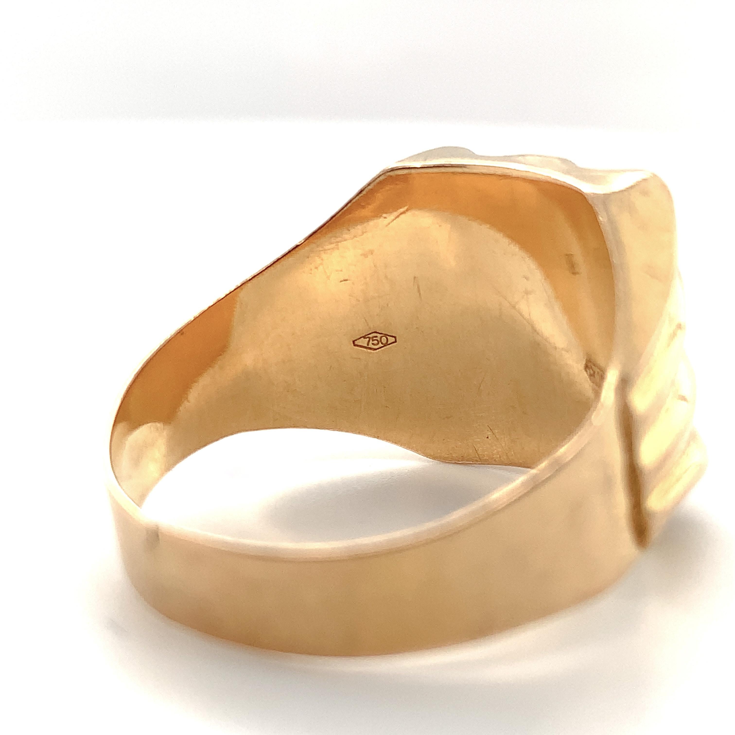 Italian 18K Yellow Gold Men's Ring with Palm tree and Swords size 10.75 4