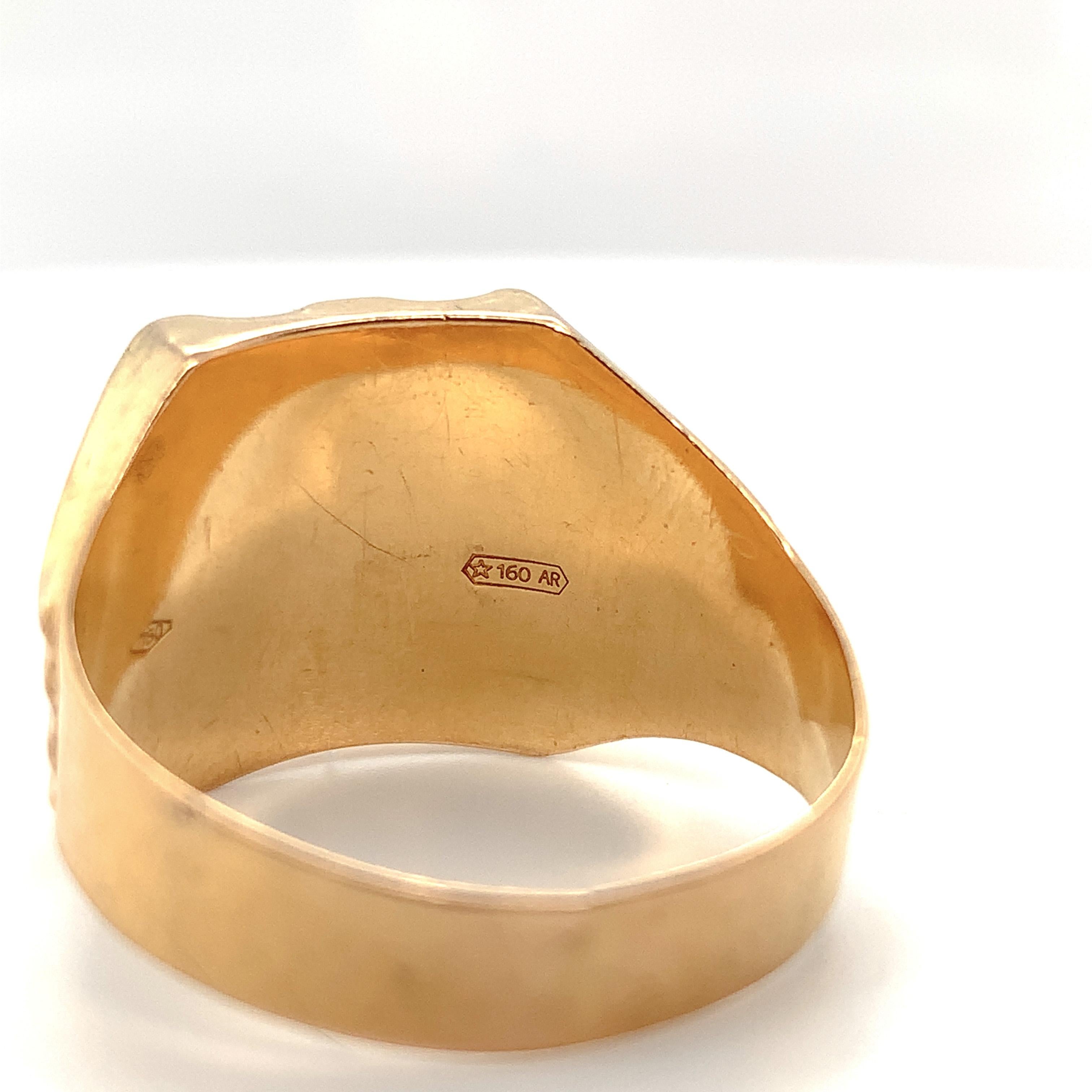 Italian 18K Yellow Gold Men's Ring with Palm tree and Swords size 10.75 5