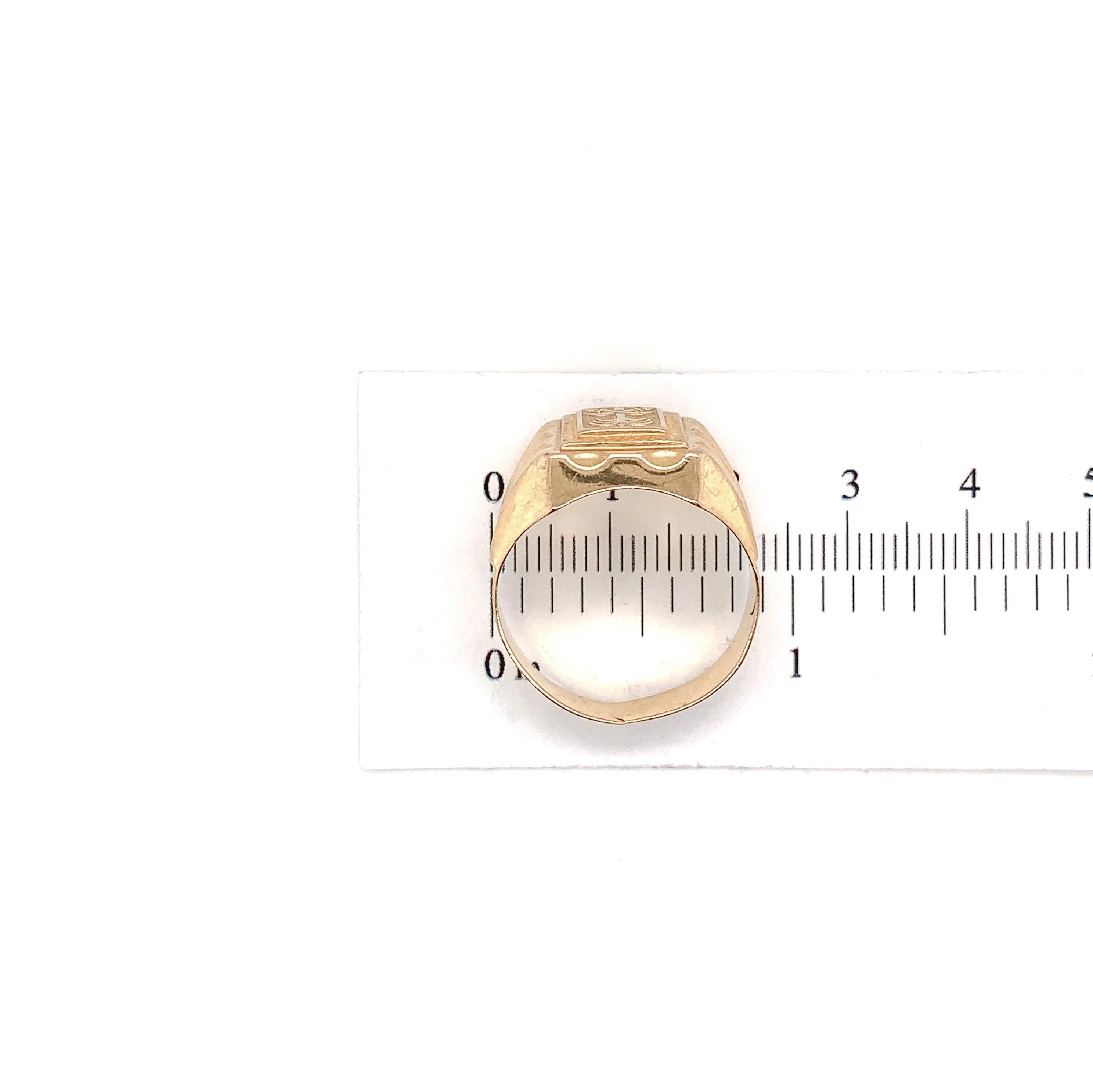 Italian 18K Yellow Gold Men's Ring with Palm tree and Swords size 10.75 6