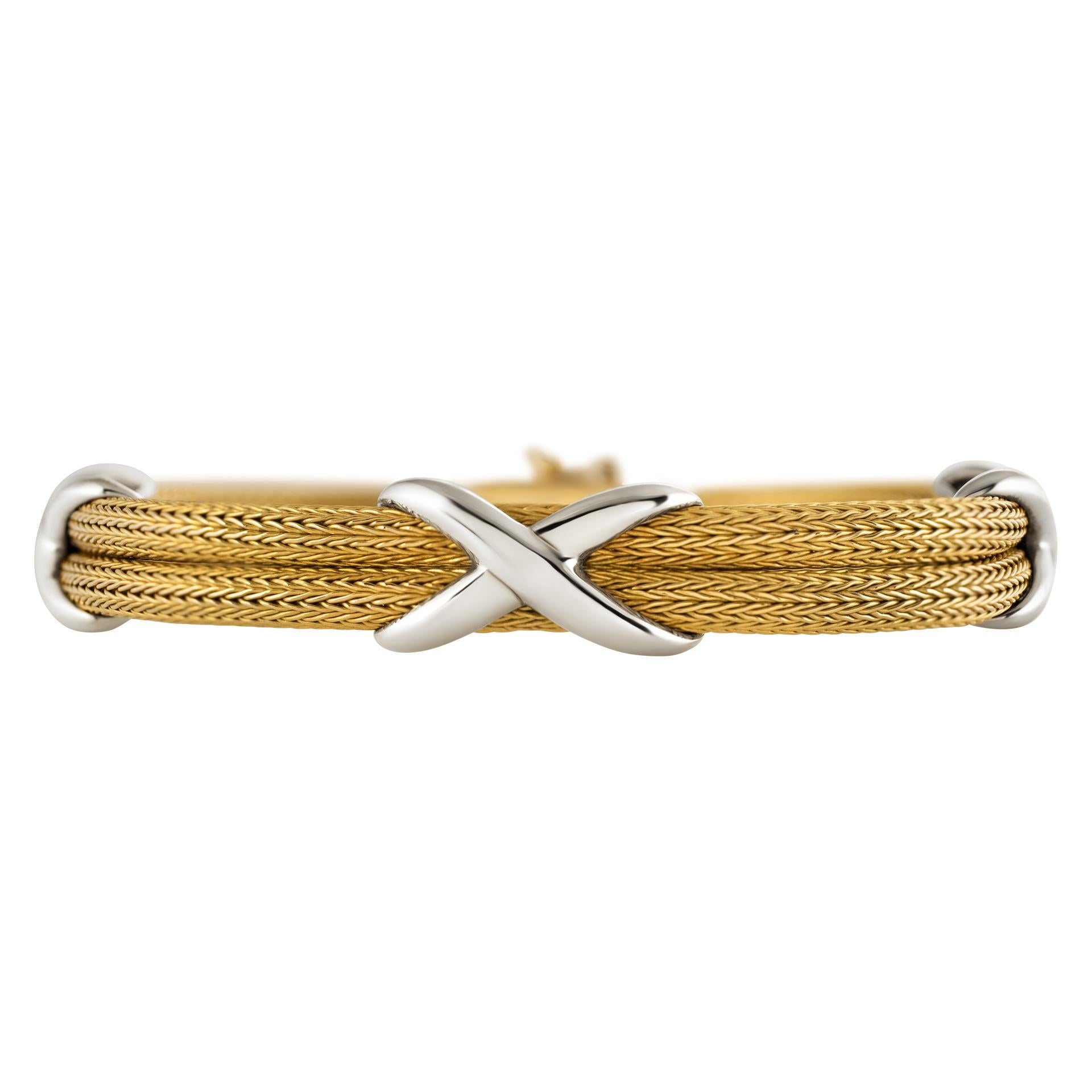 Italian 18k yellow gold mesh bracelet with high polish 