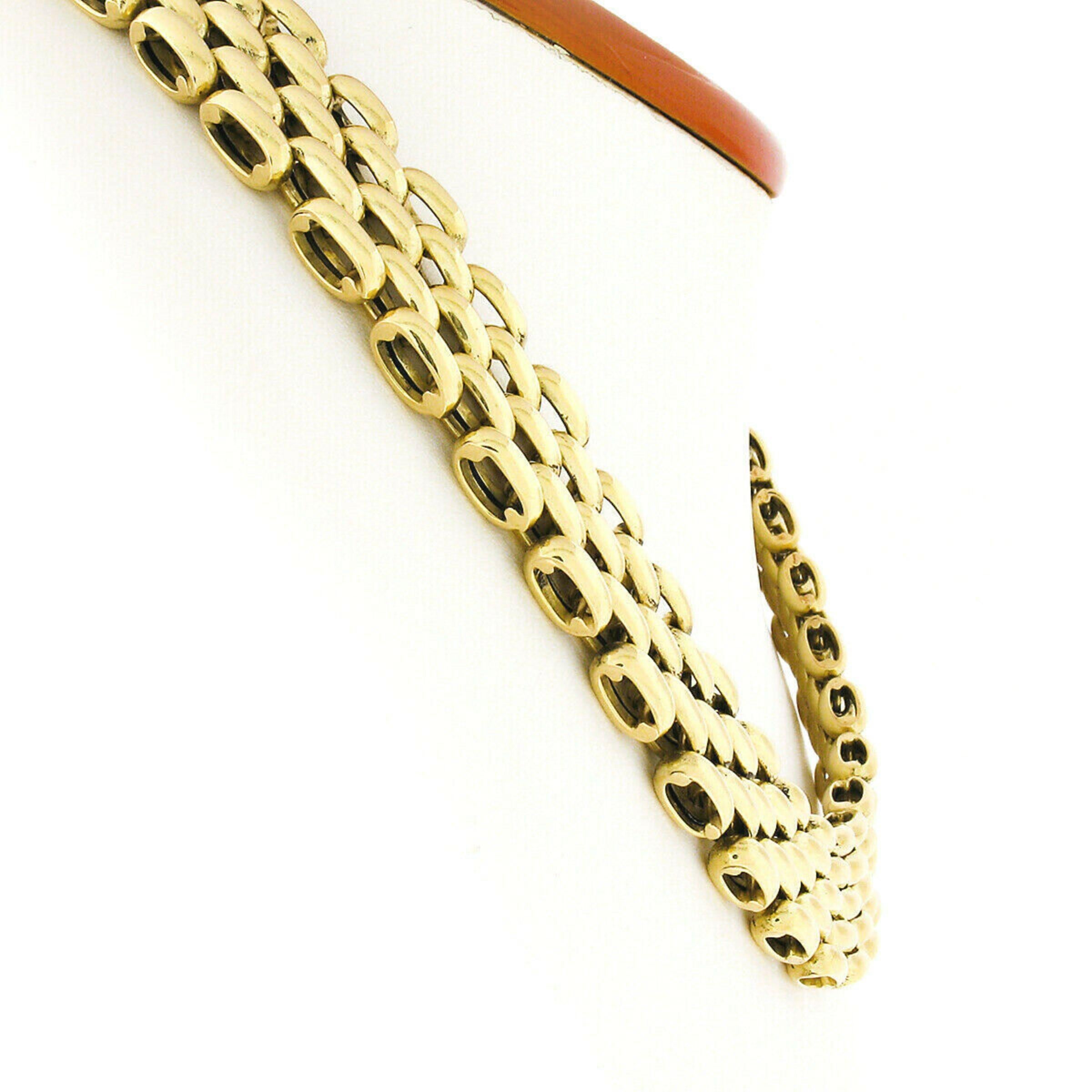 Donna Collana a girocollo a maglie larghe con pantera in oro giallo 18k lucido