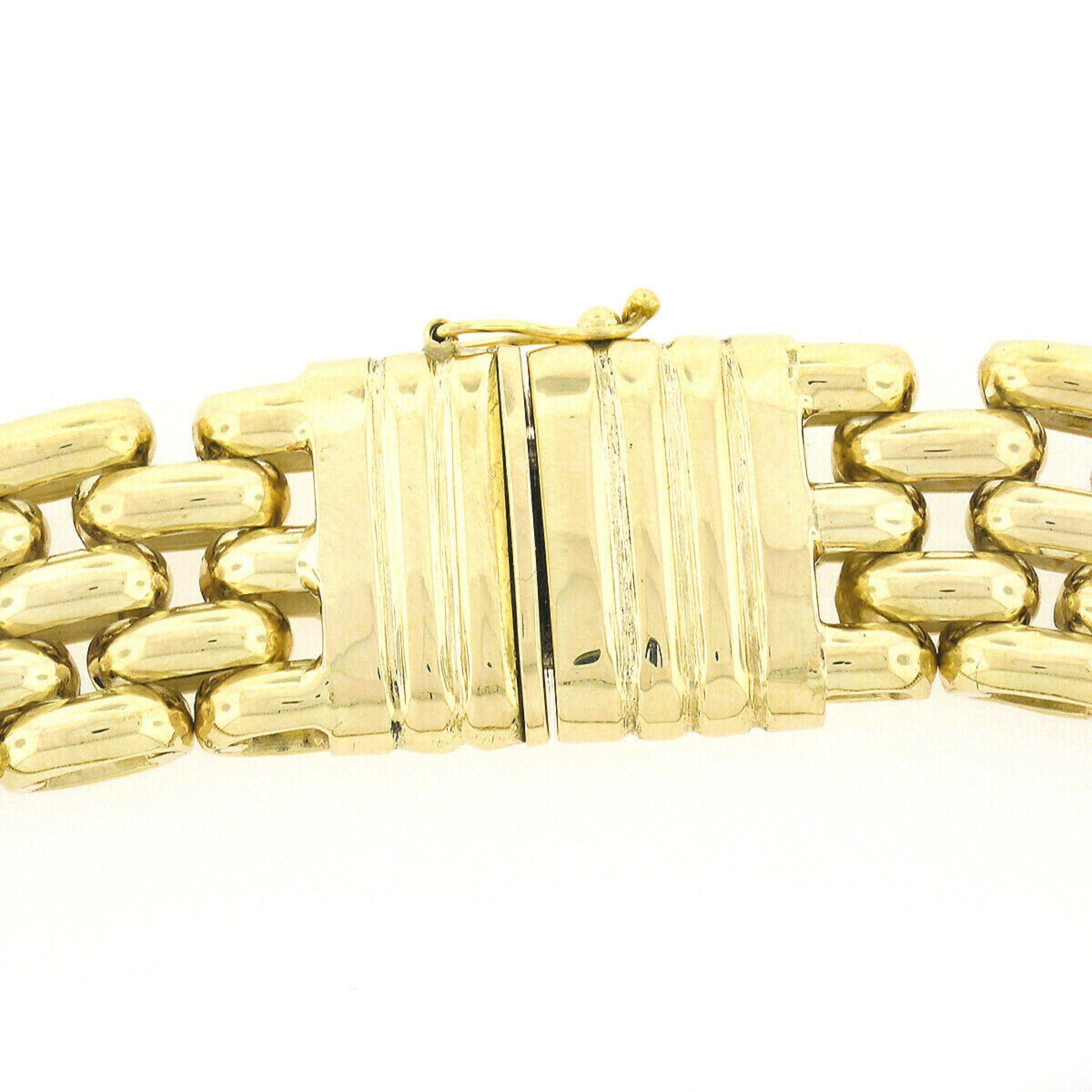 Collana a girocollo a maglie larghe con pantera in oro giallo 18k lucido 3