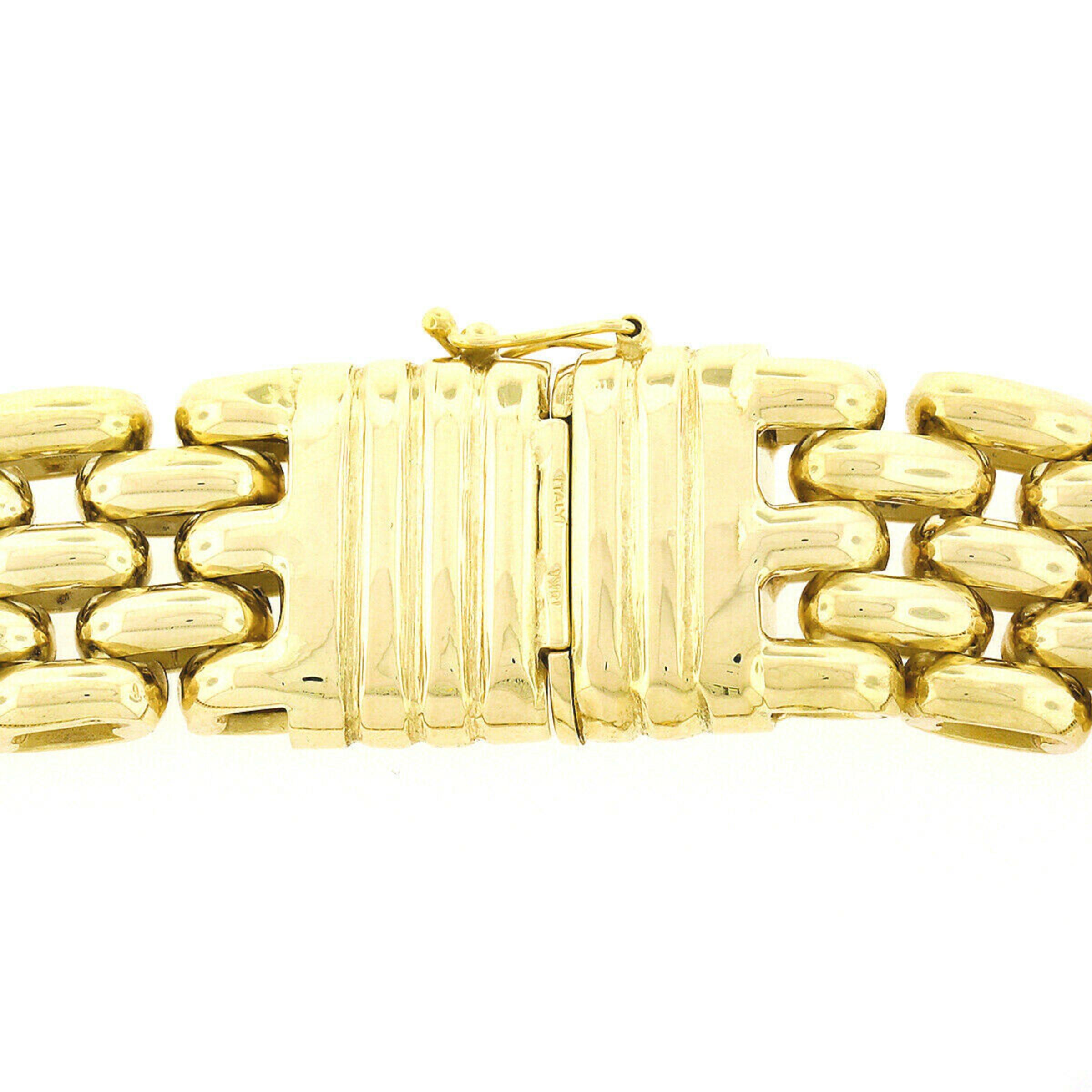 Collana a girocollo a maglie larghe con pantera in oro giallo 18k lucido 5