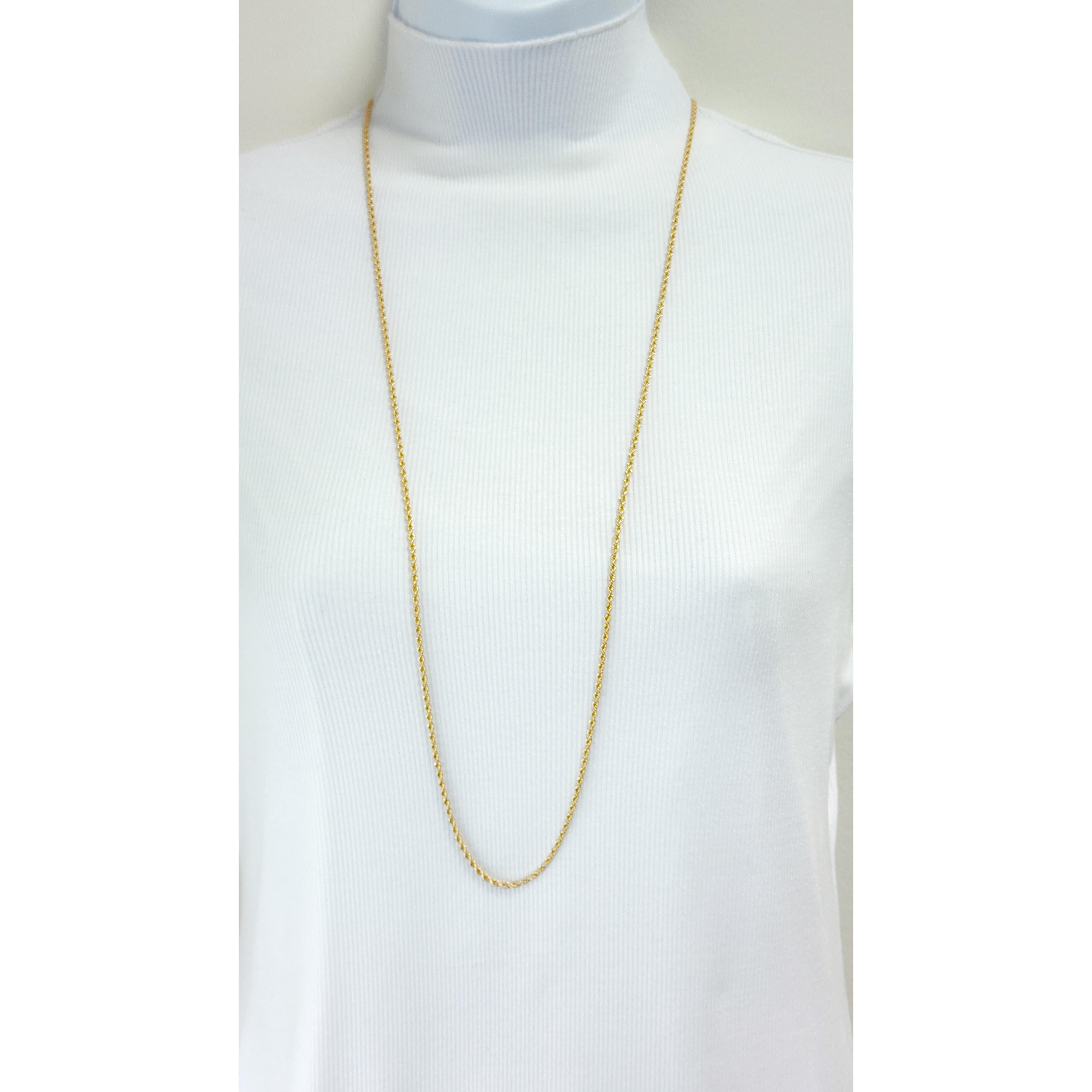 Women's or Men's Italian 18k Yellow Gold Rope Chain For Sale
