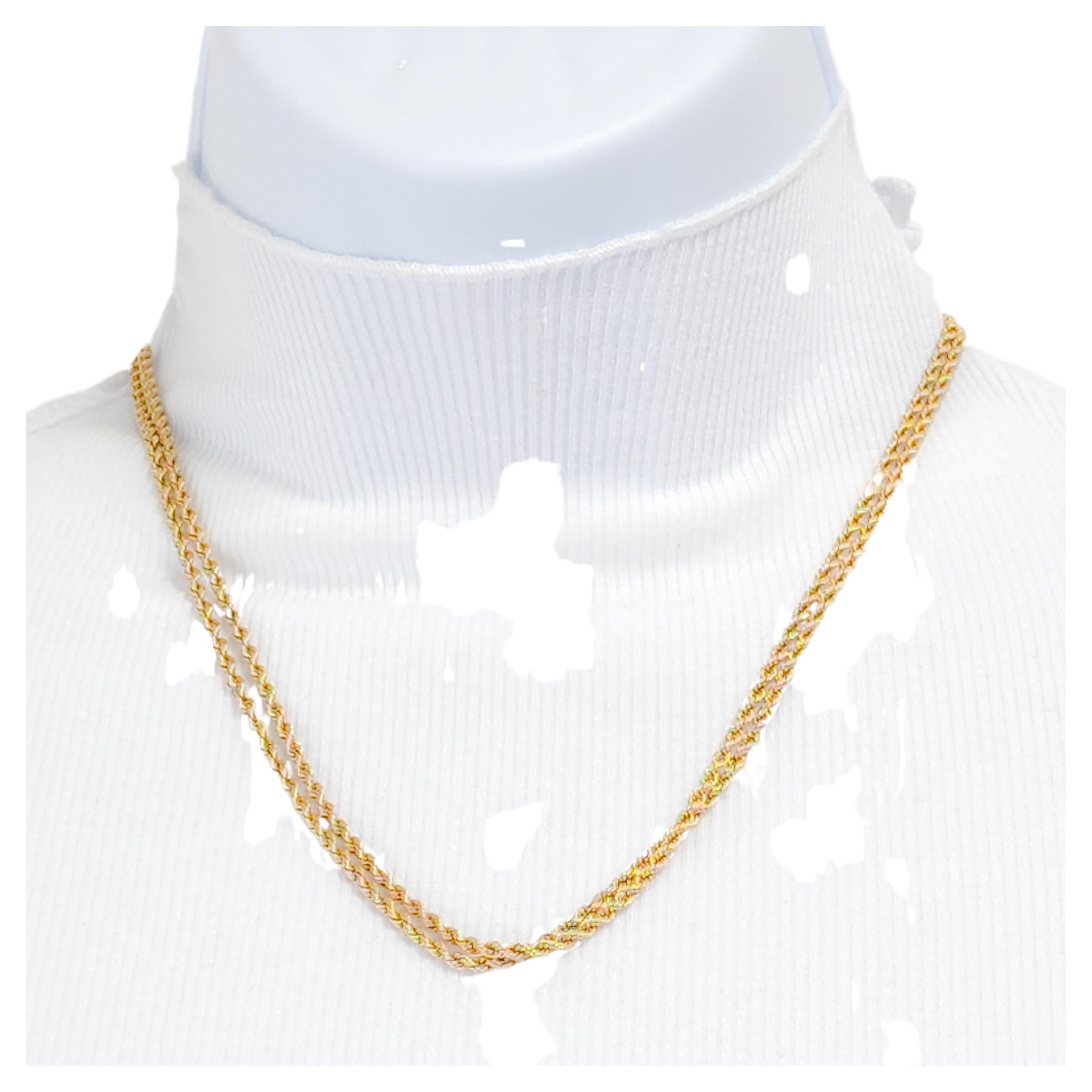 Italian 18k Yellow Gold Rope Chain For Sale