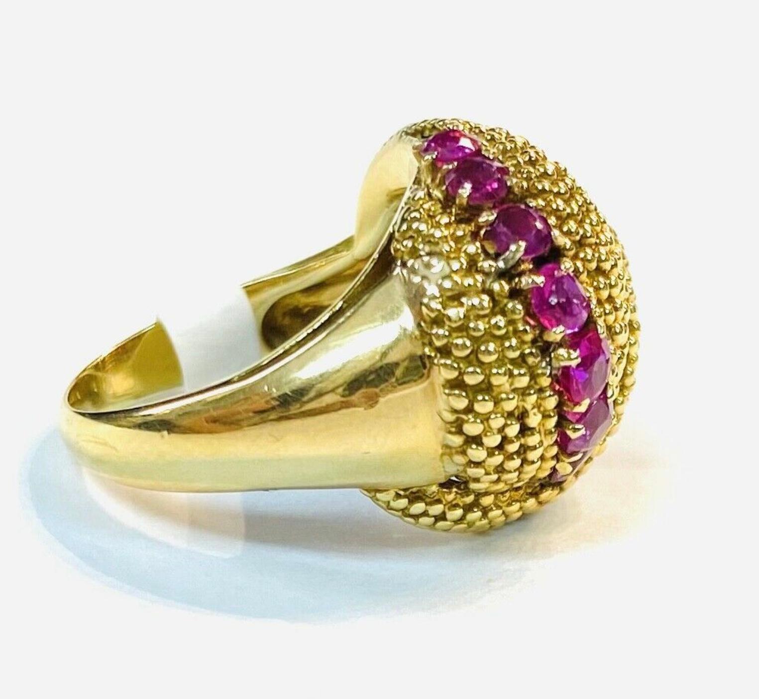 Italian 18K Yellow Gold Ruby Ring In Excellent Condition For Sale In Bradenton, FL