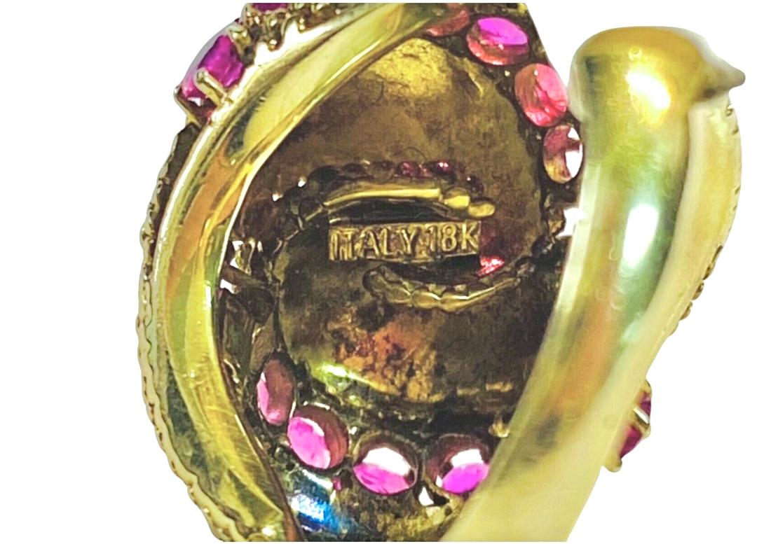 Women's Italian 18K Yellow Gold Ruby Ring For Sale