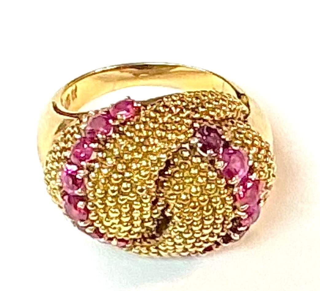 Italian 18K Yellow Gold Ruby Ring For Sale 1